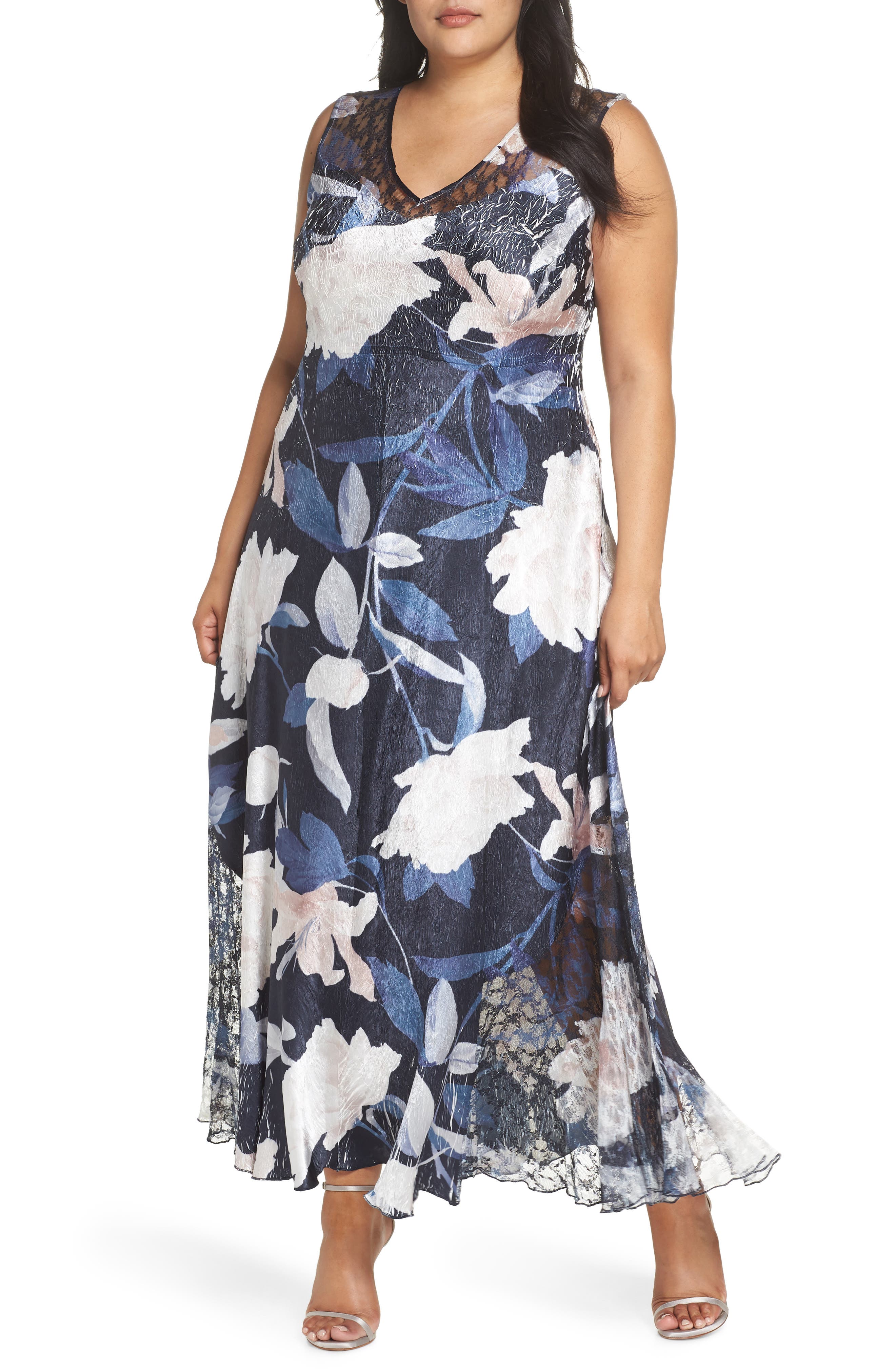 Plus Size Komarov Lace-Up Maxi Dress, Blue