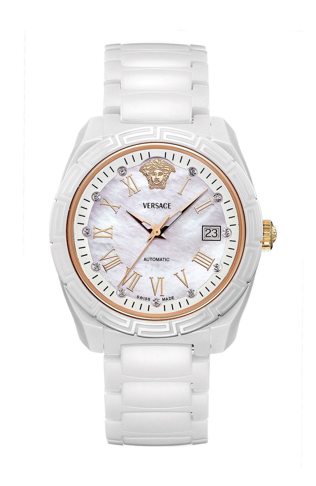 Versace 'DV One' Automatic Diamond Marker Ceramic Watch, 41mm Nordstrom