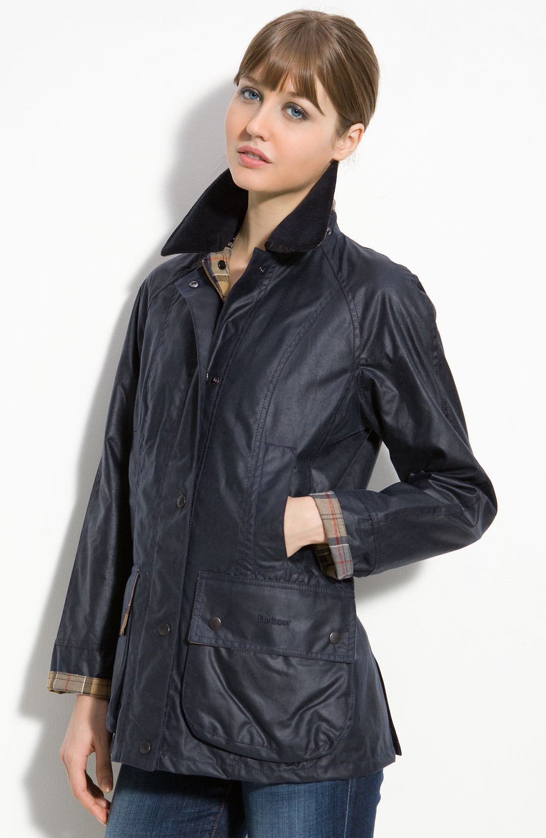Barbour Beadnell Waxed Cotton Jacket, US / 12 UK - Blue