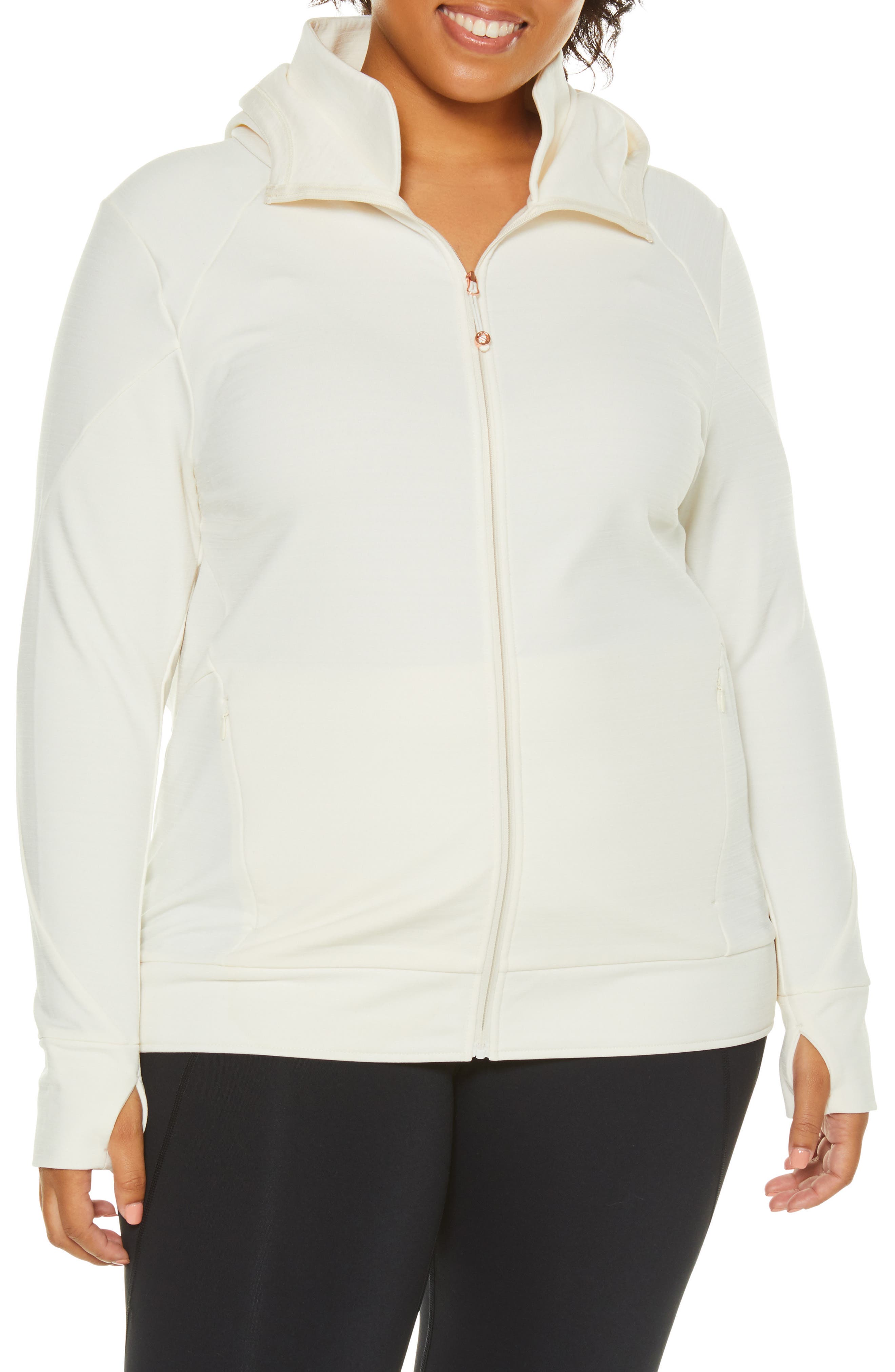 Plus Size Shape Activewear Elements Hoodie, White
