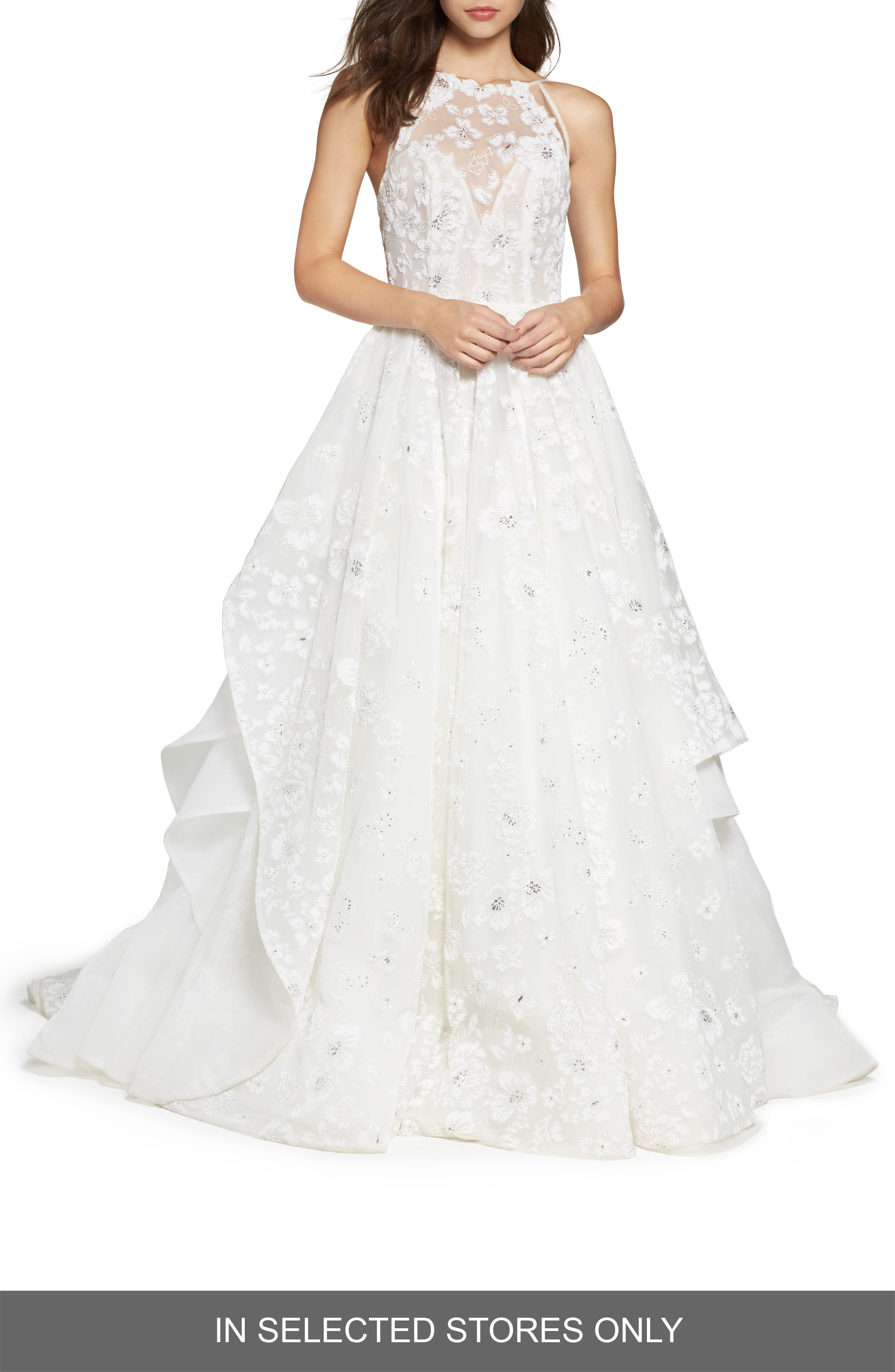 Hayley Paige Reagan Floral Embroidered Layered Ballgown