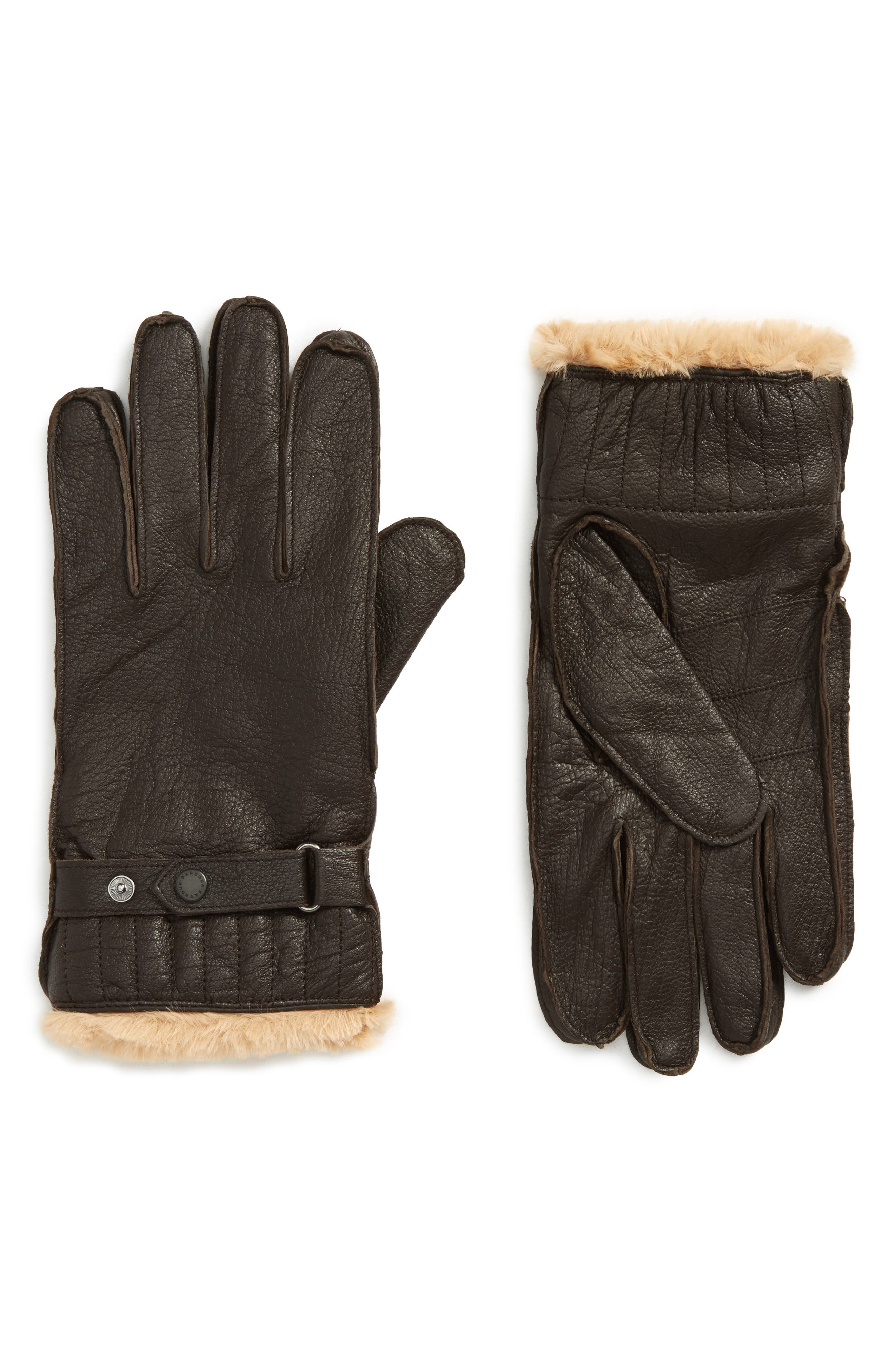 Barbour Leather Gloves, Brown