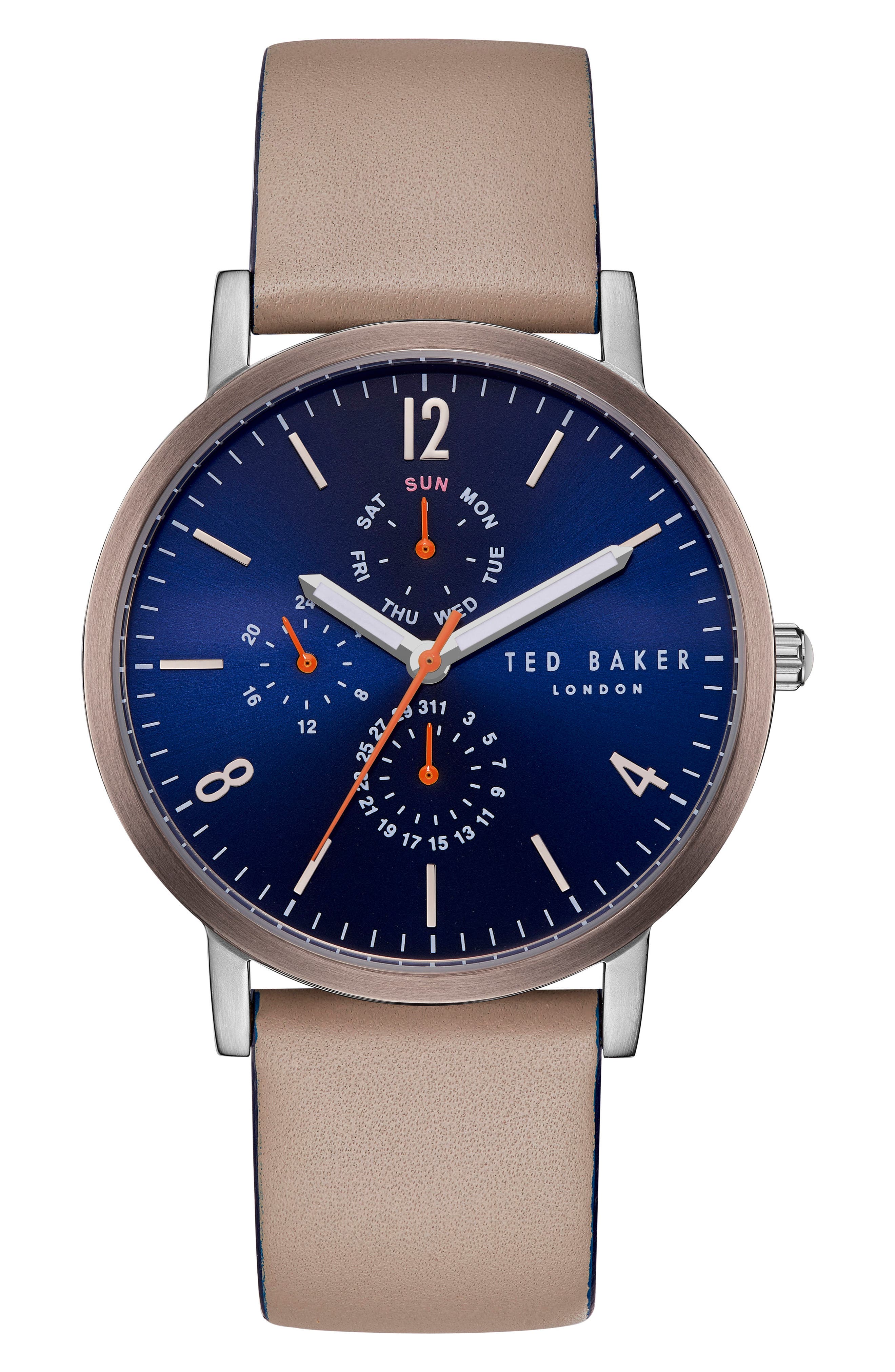 Ted Baker London Graham Leather Strap Watch, 40Mm