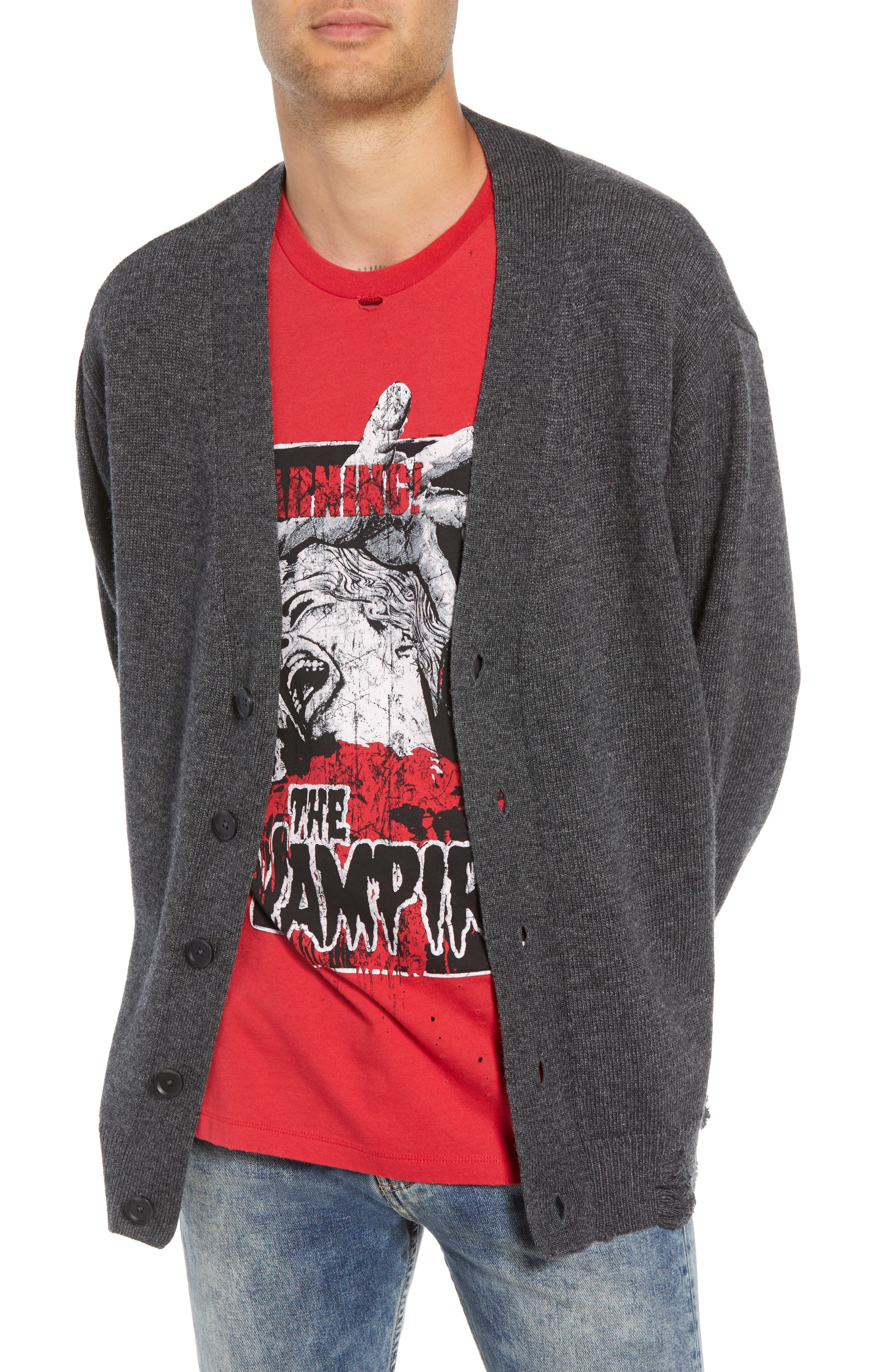 The Kooples Distressed Cardigan, Grey