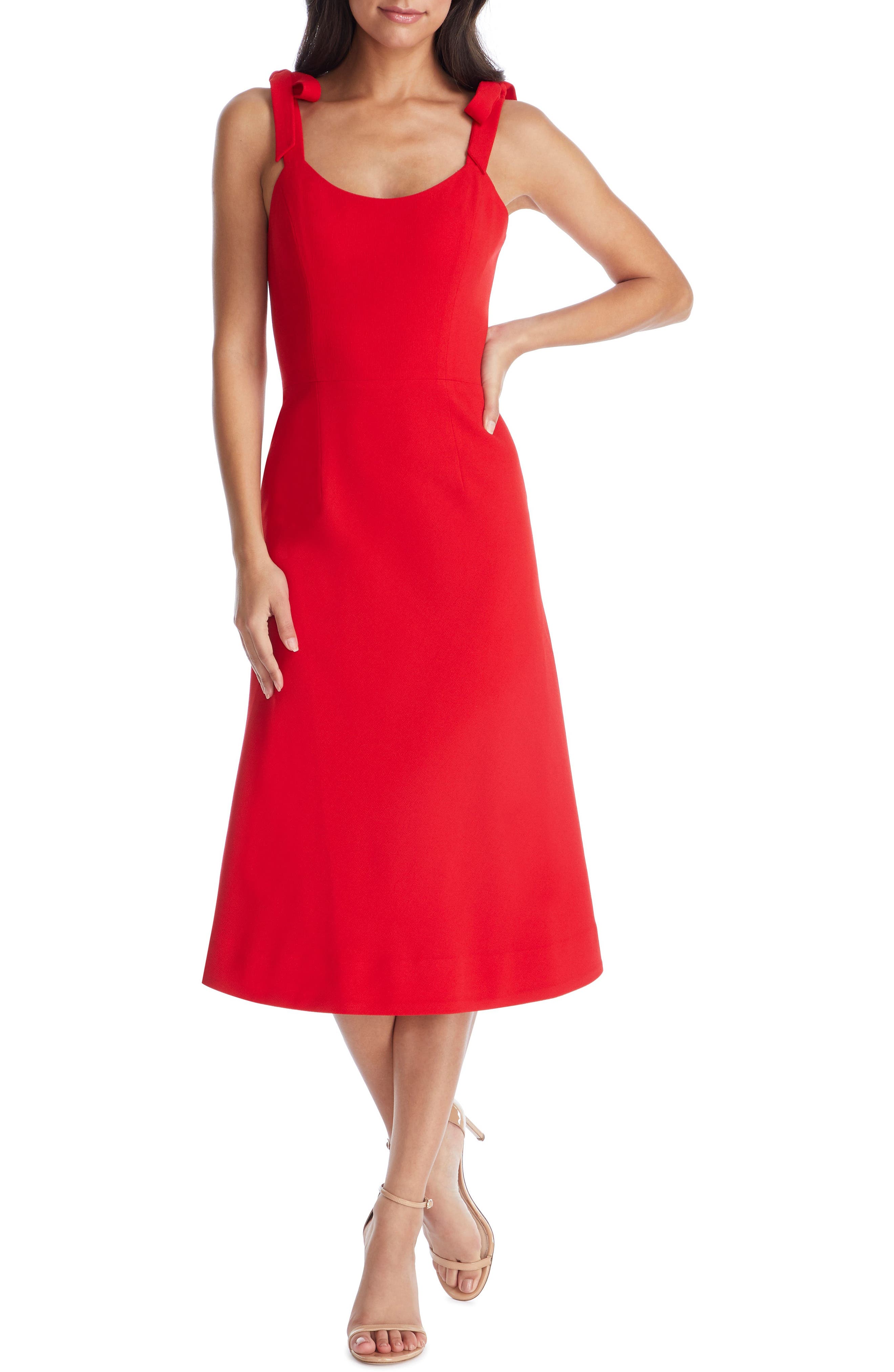 Dress The Population Hana Tie Shoulder Cocktail Dress, Red