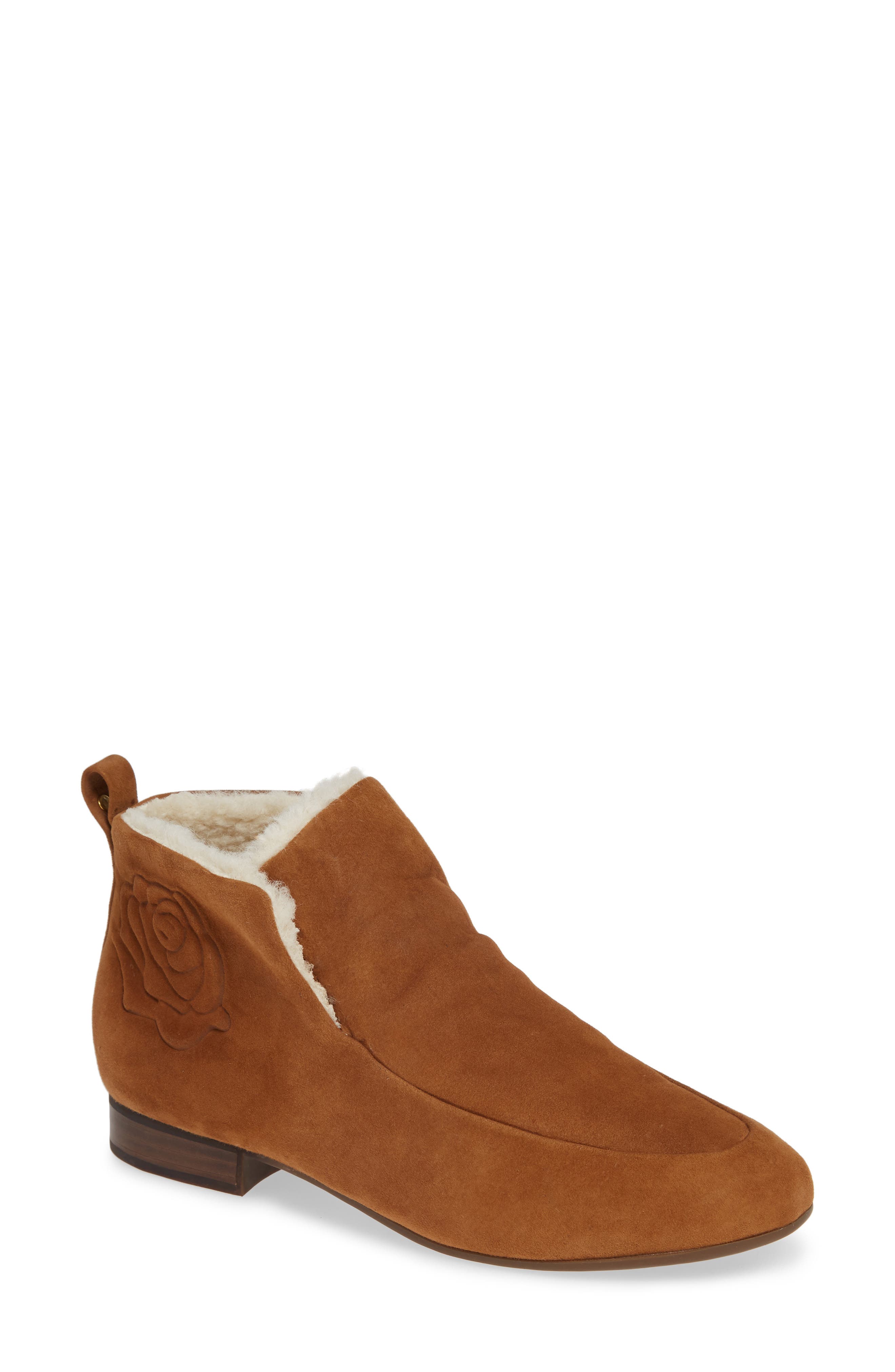 Taryn Rose Brielle Faux Shearling Bootie- Brown