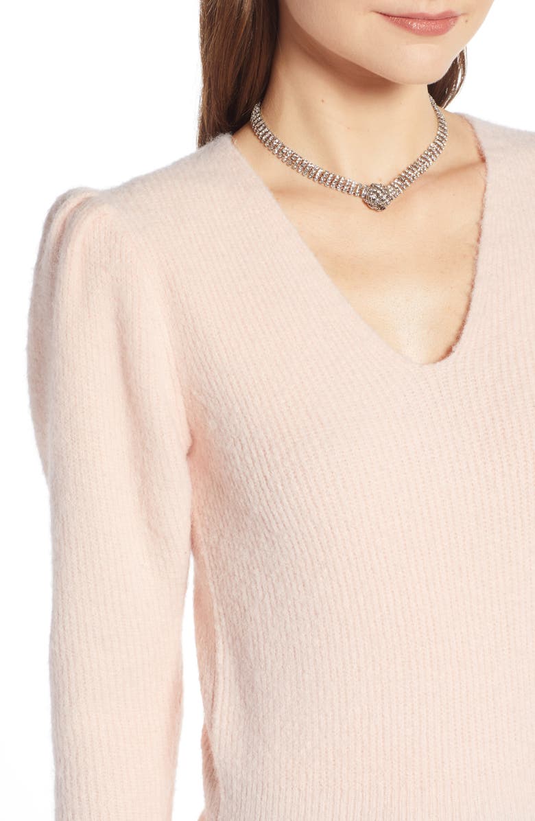 Puff Sleeve Sweater, Alternate, color, PINK SEASHELL