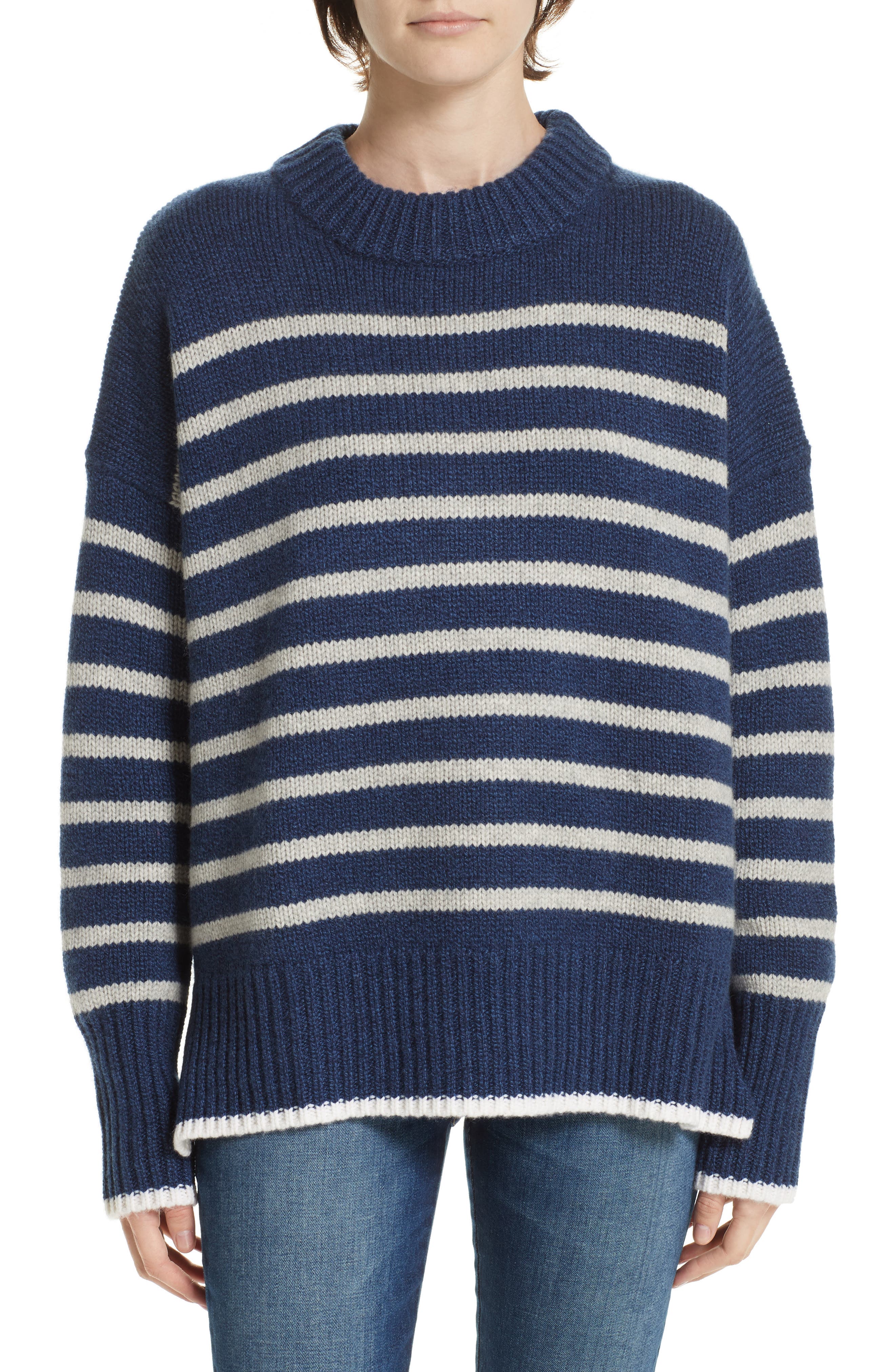 La Ligne Marin Stripe Cashmere & Wool Sweater, Blue