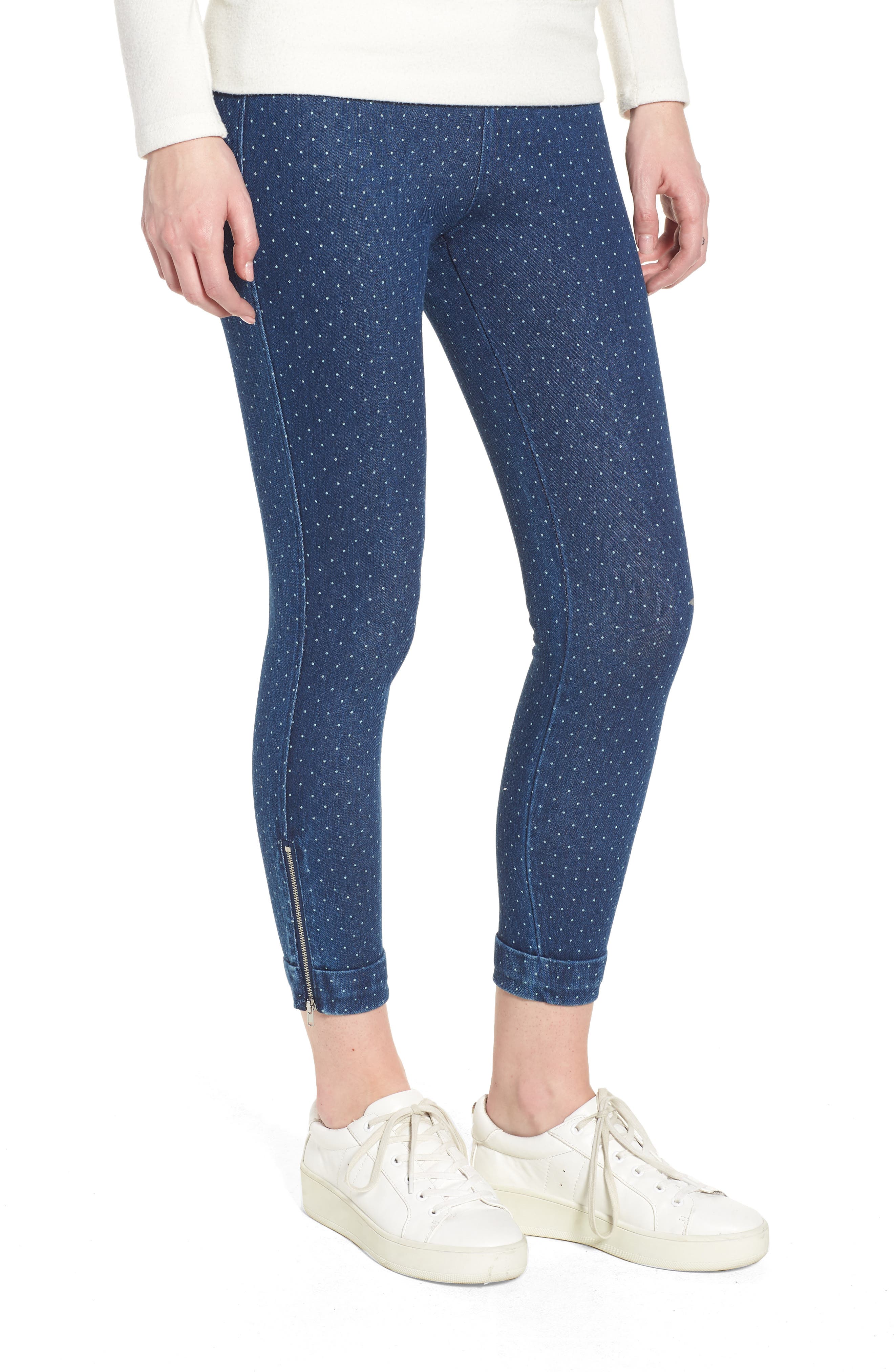 Lysse Cuff Crop Denim Leggings, Blue