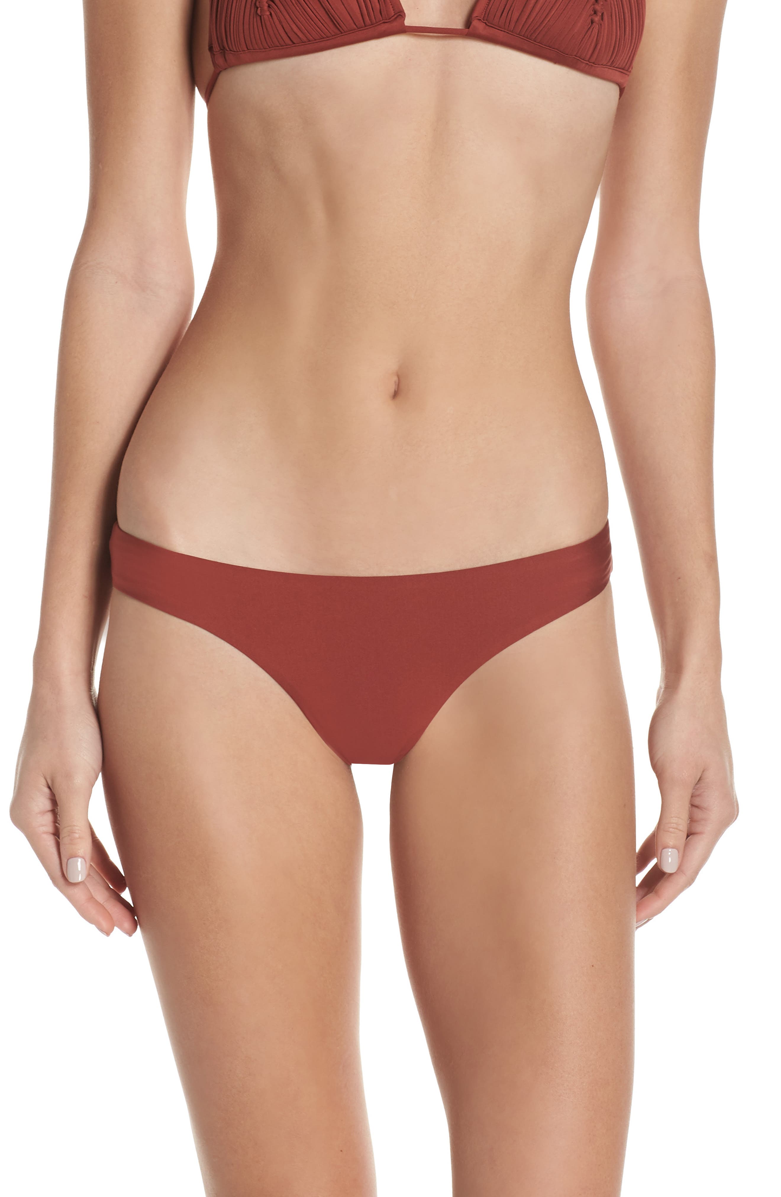Pilyq Ruched Bikini Bottoms, Orange