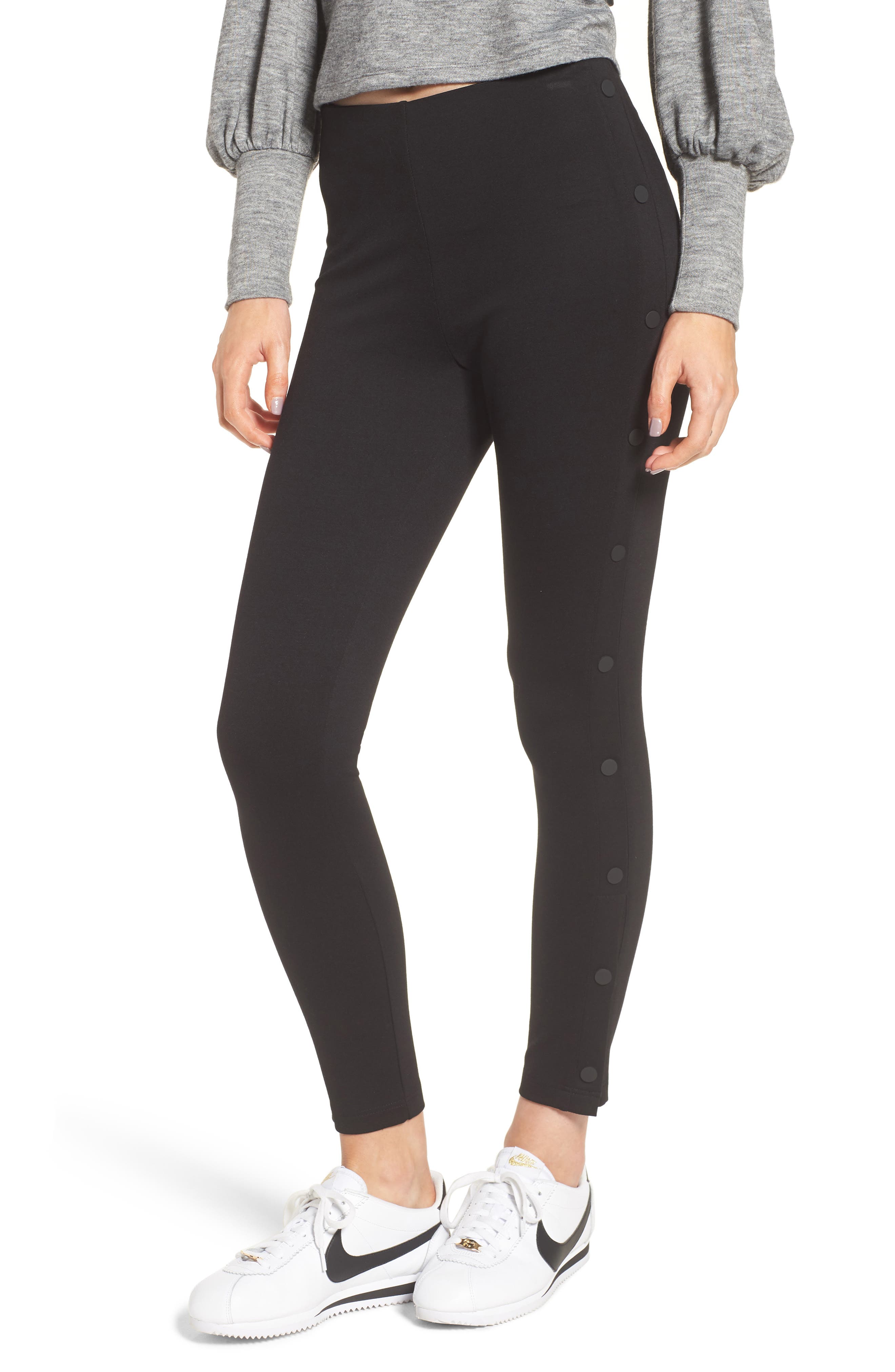 Lysse Snap Track Leggings, Black