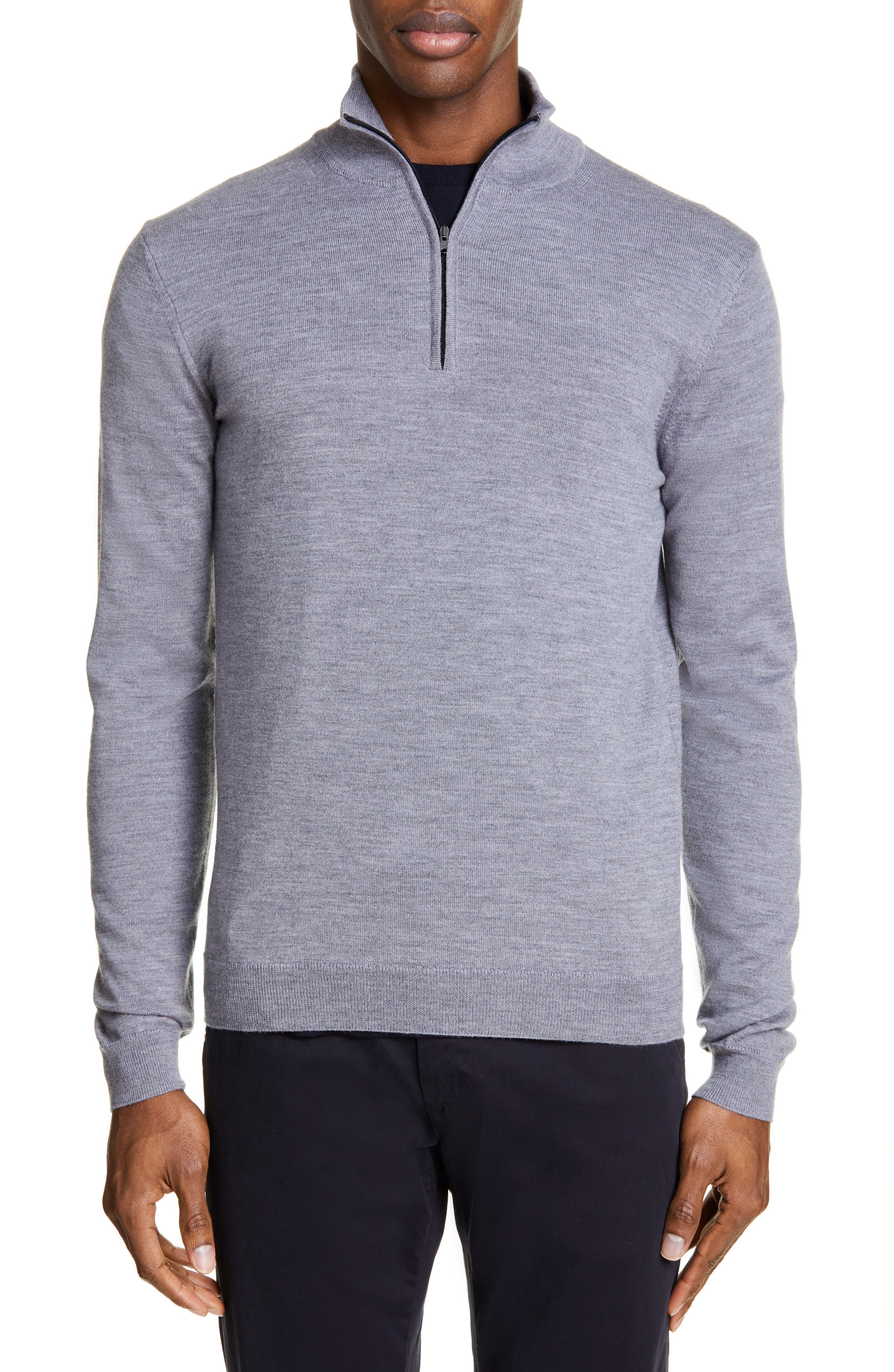 Norse Projects Fjord Half-Zip Merino Wool Sweater, Grey