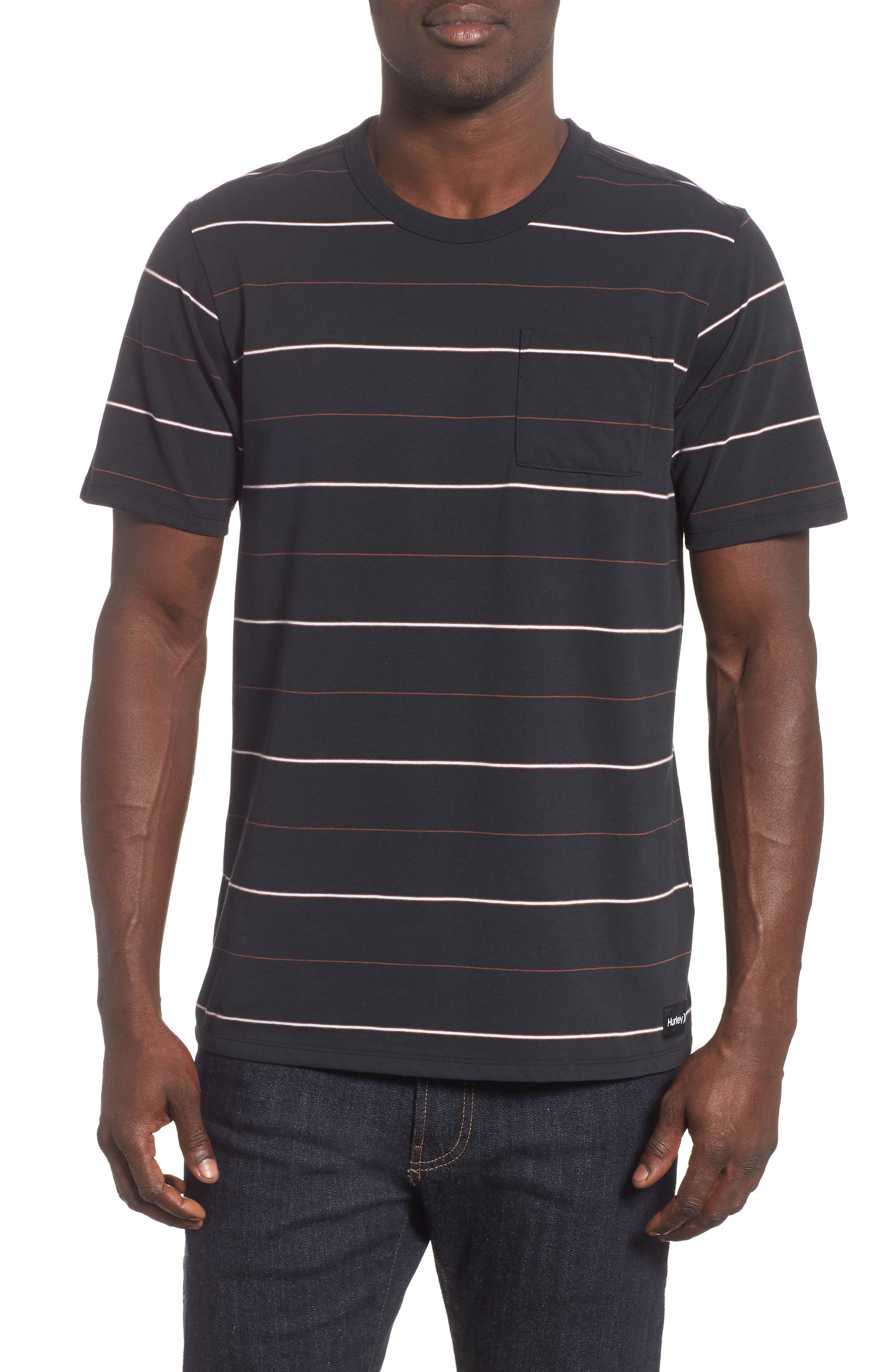 Hurley Dri-Fit Straya Stripe Pocket T-Shirt, Black