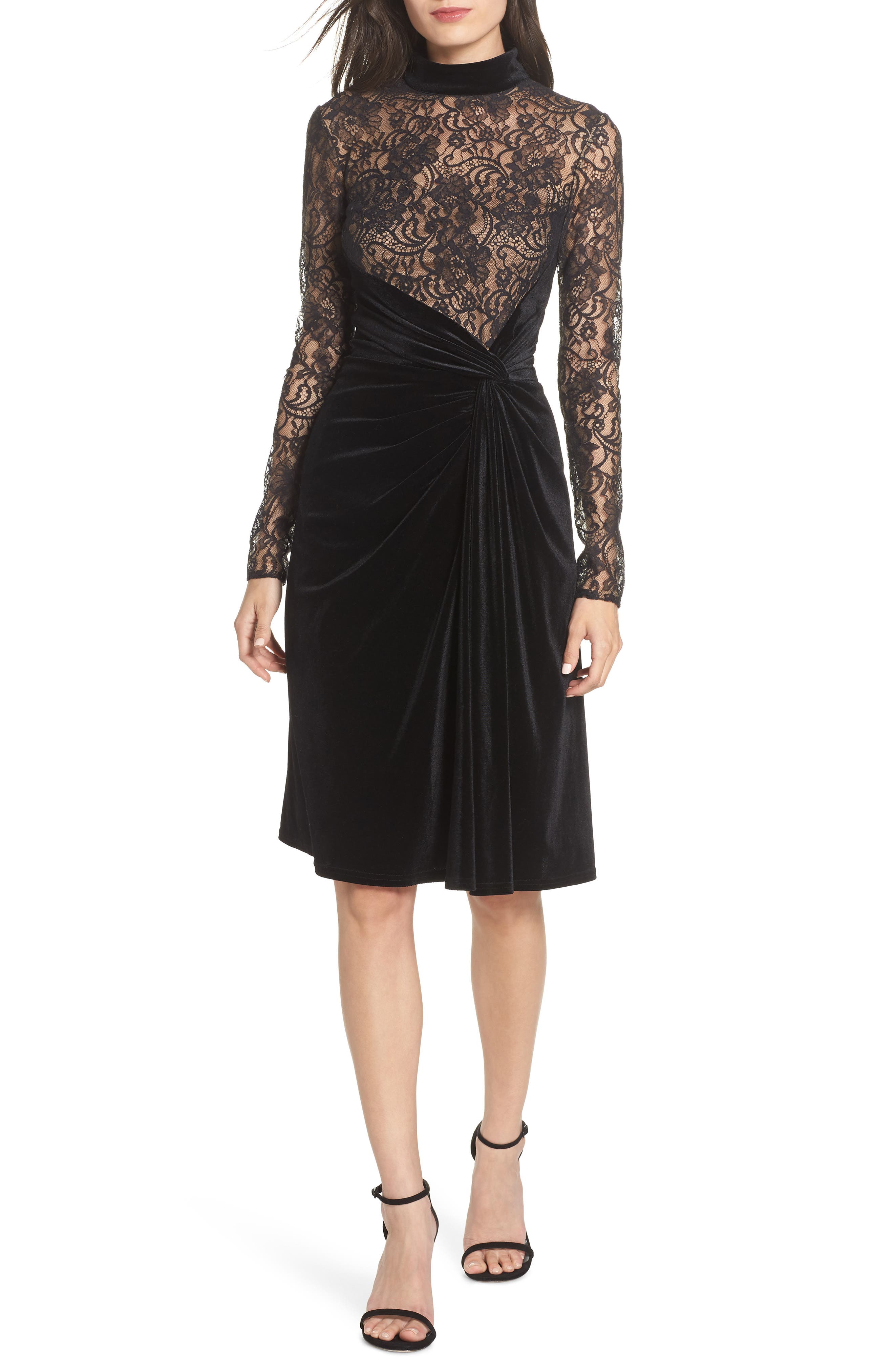 Tadashi Shoji Dresses T By Tadashi Lace Velvet Sheath Dress Black