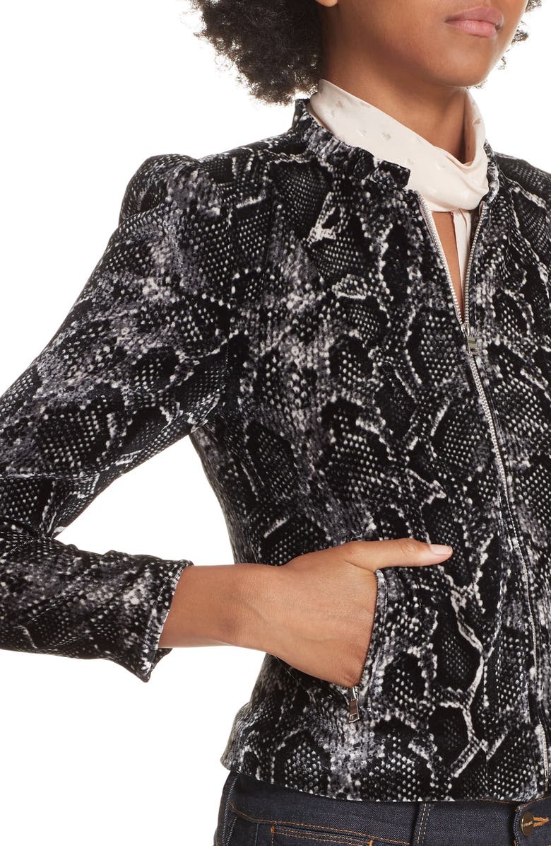 Snake Print Velvet Jacket,
Alternate,
color, WASHED BLACK COMBO