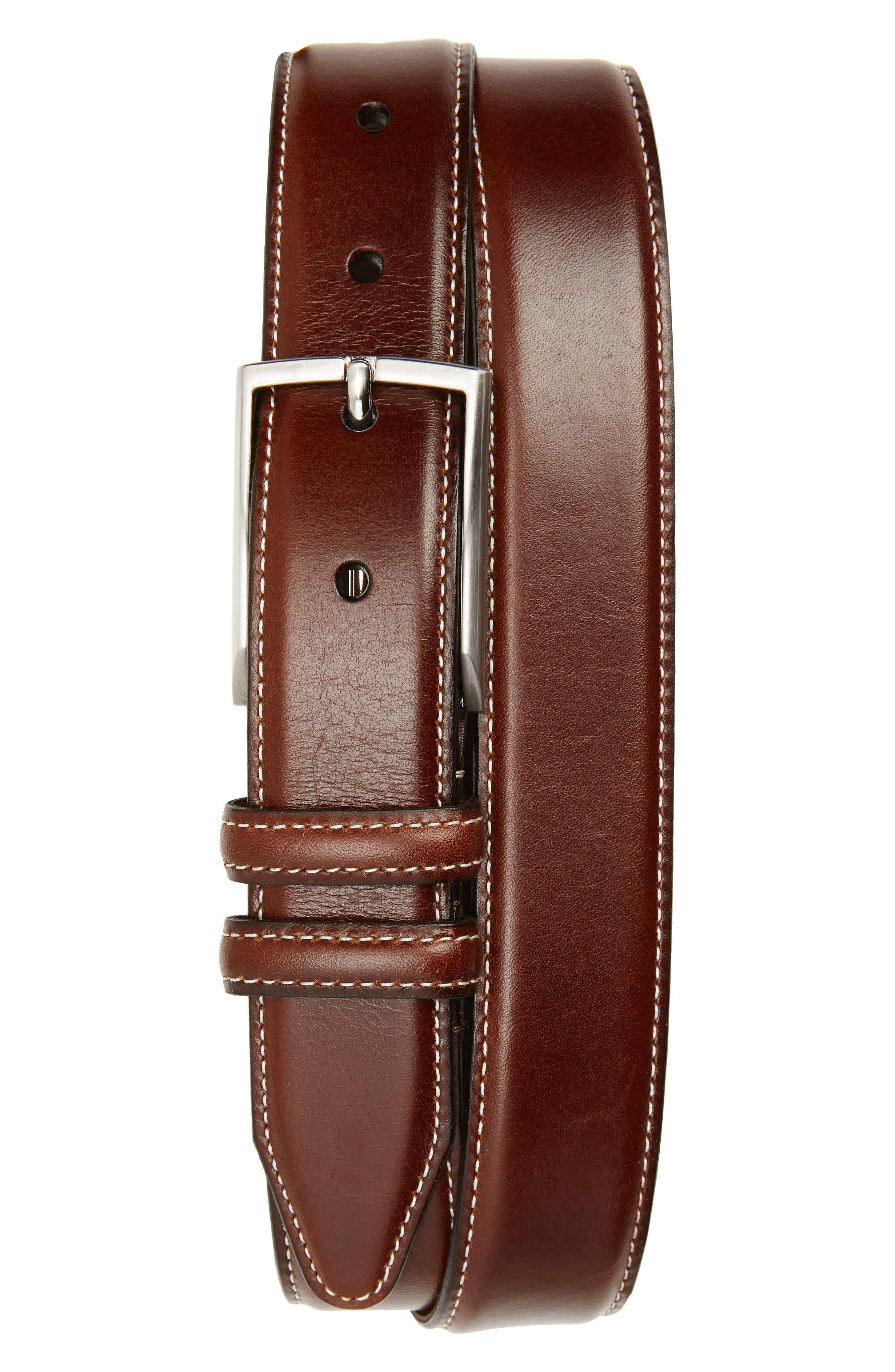 Nordstrom Shop Carter Leather Dress Belt, Chili