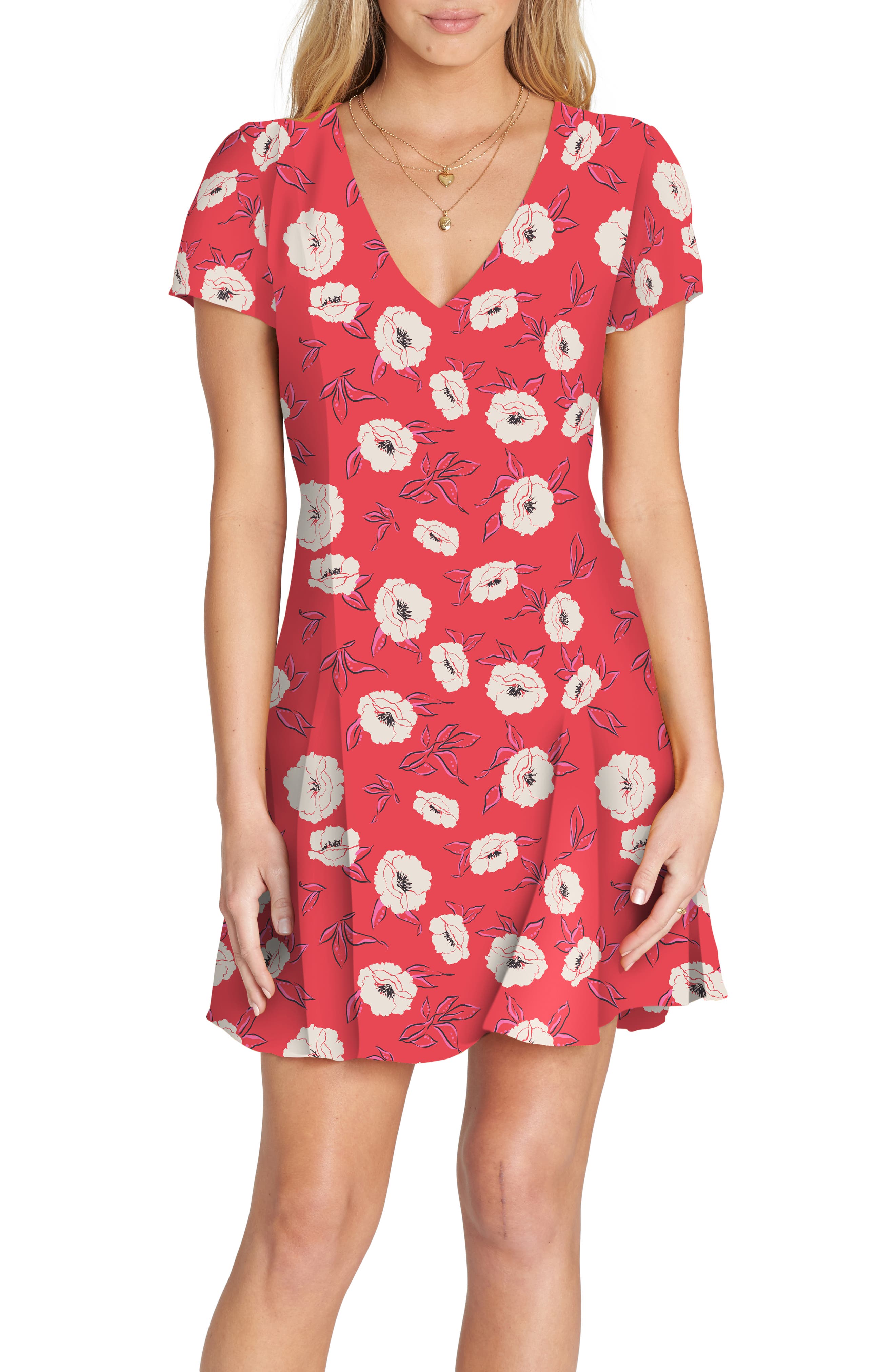 Billabong Skate Day Print Minidress, Red