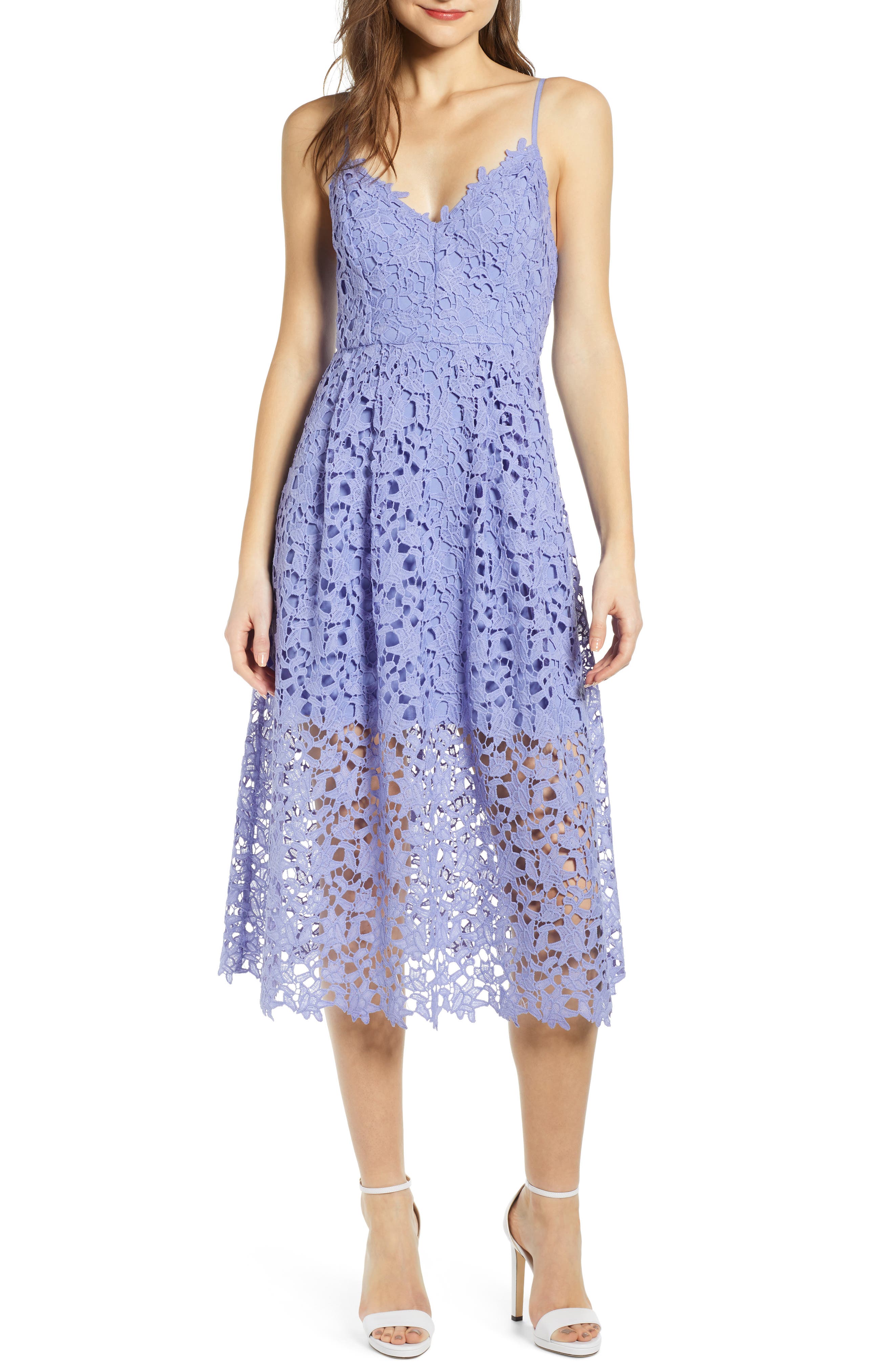 Astr The Label Lace Midi Dress, Purple