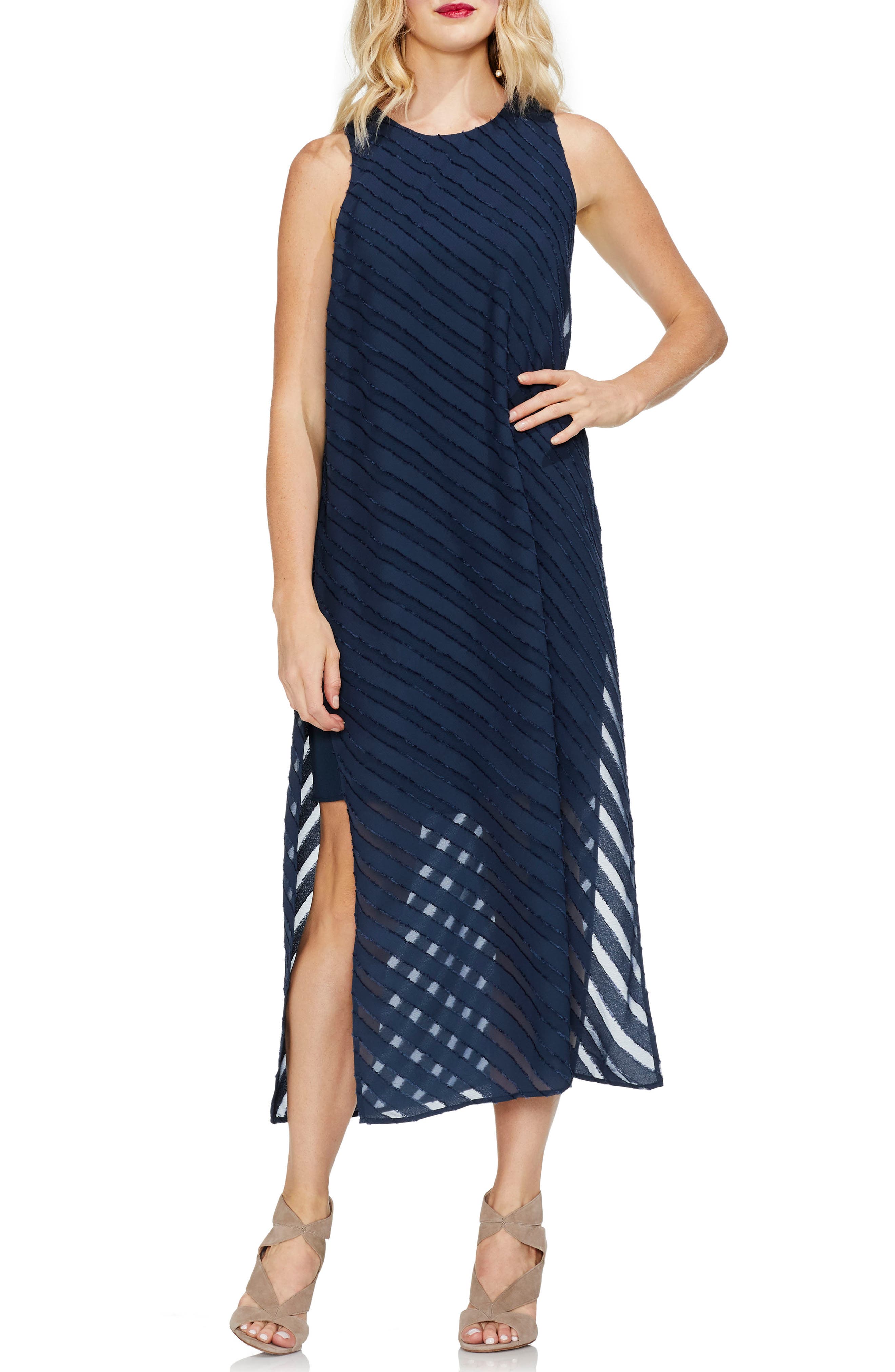 Vince Camuto Diagonal Stripe Chiffon Maxi Dress, Blue