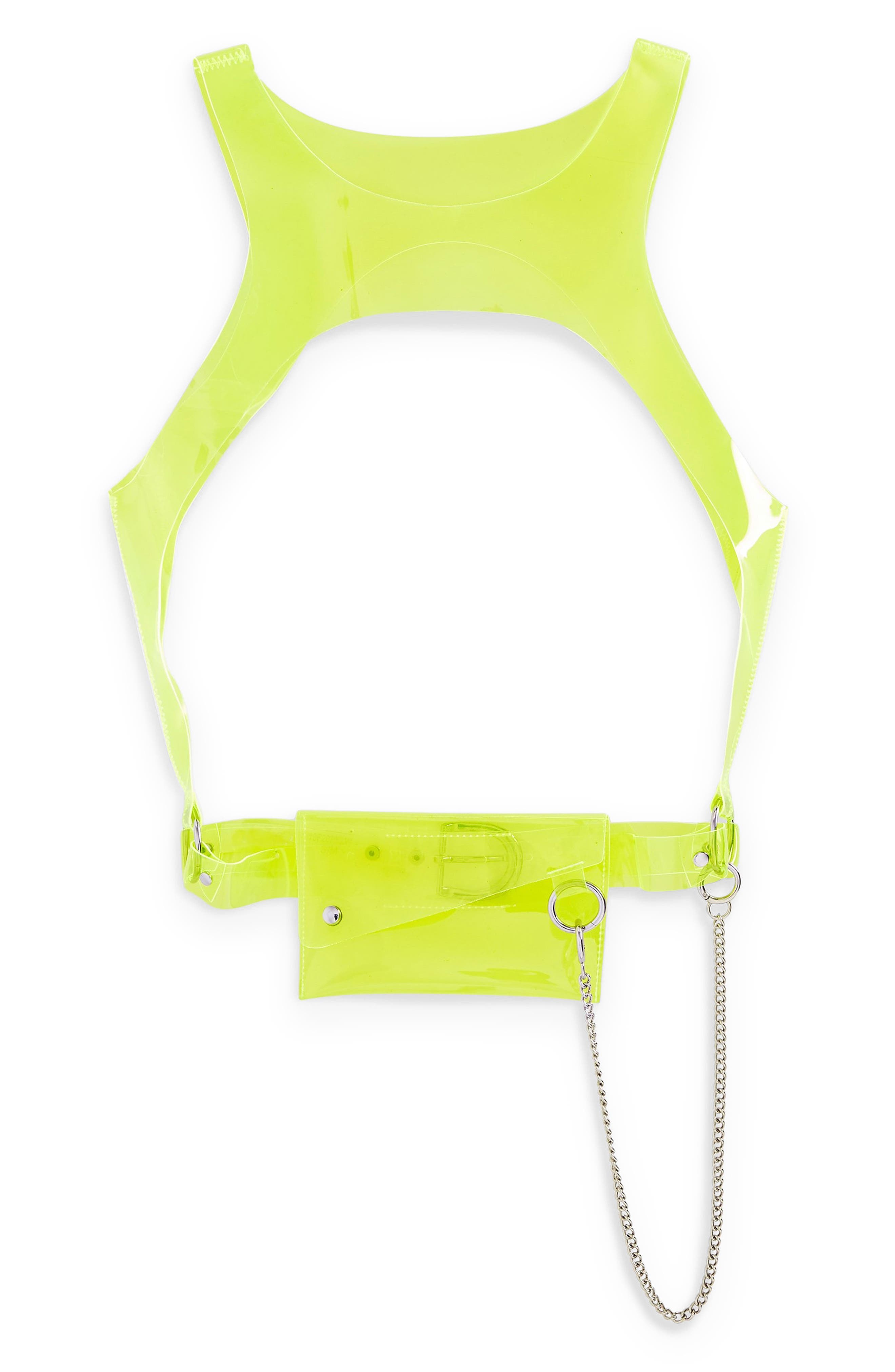 Topshop Pvc Harness Vest, Yellow