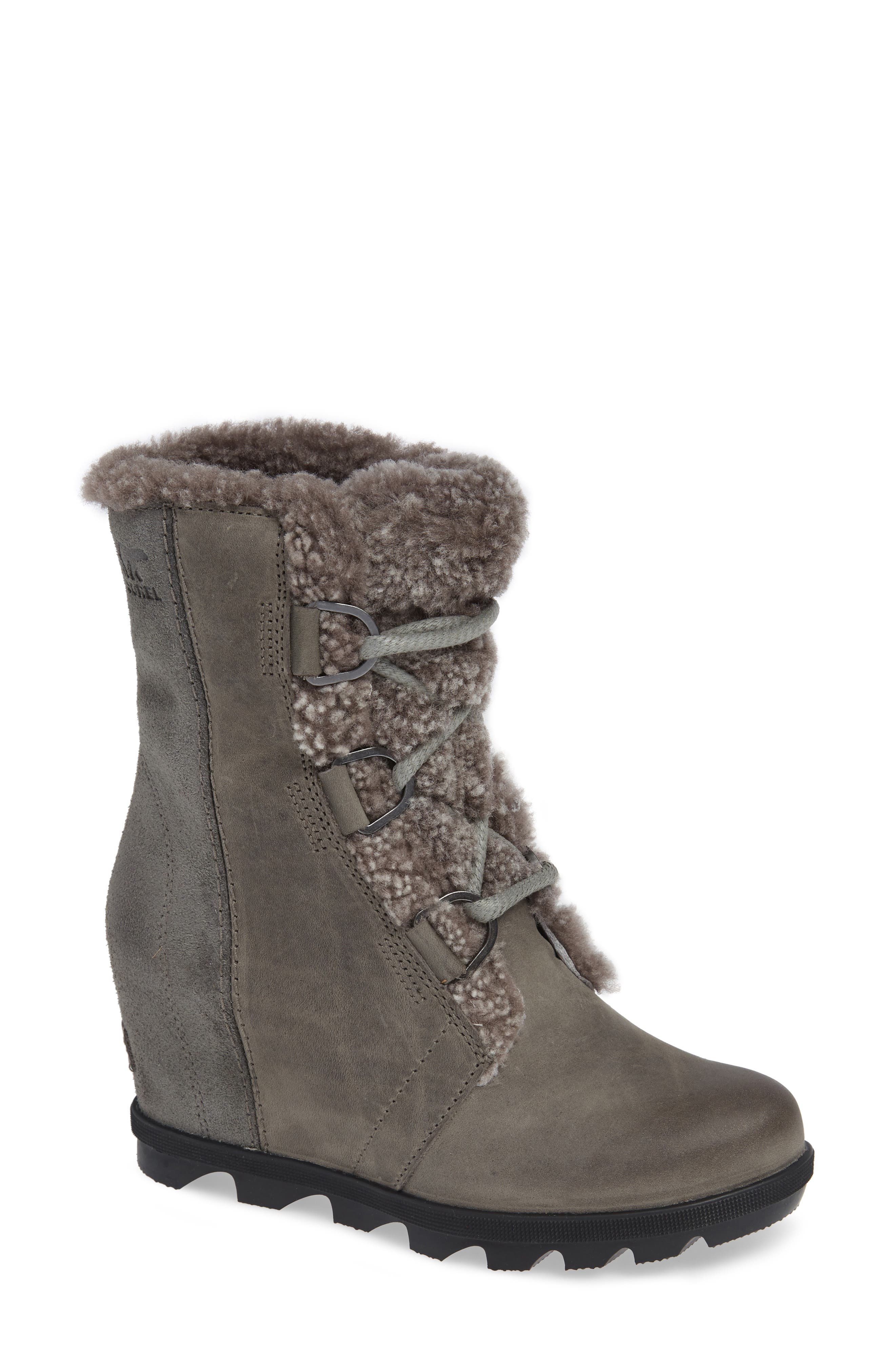 Sorel Joan Of Arctic Wedge Ii Genuine Shearling Bootie, Grey