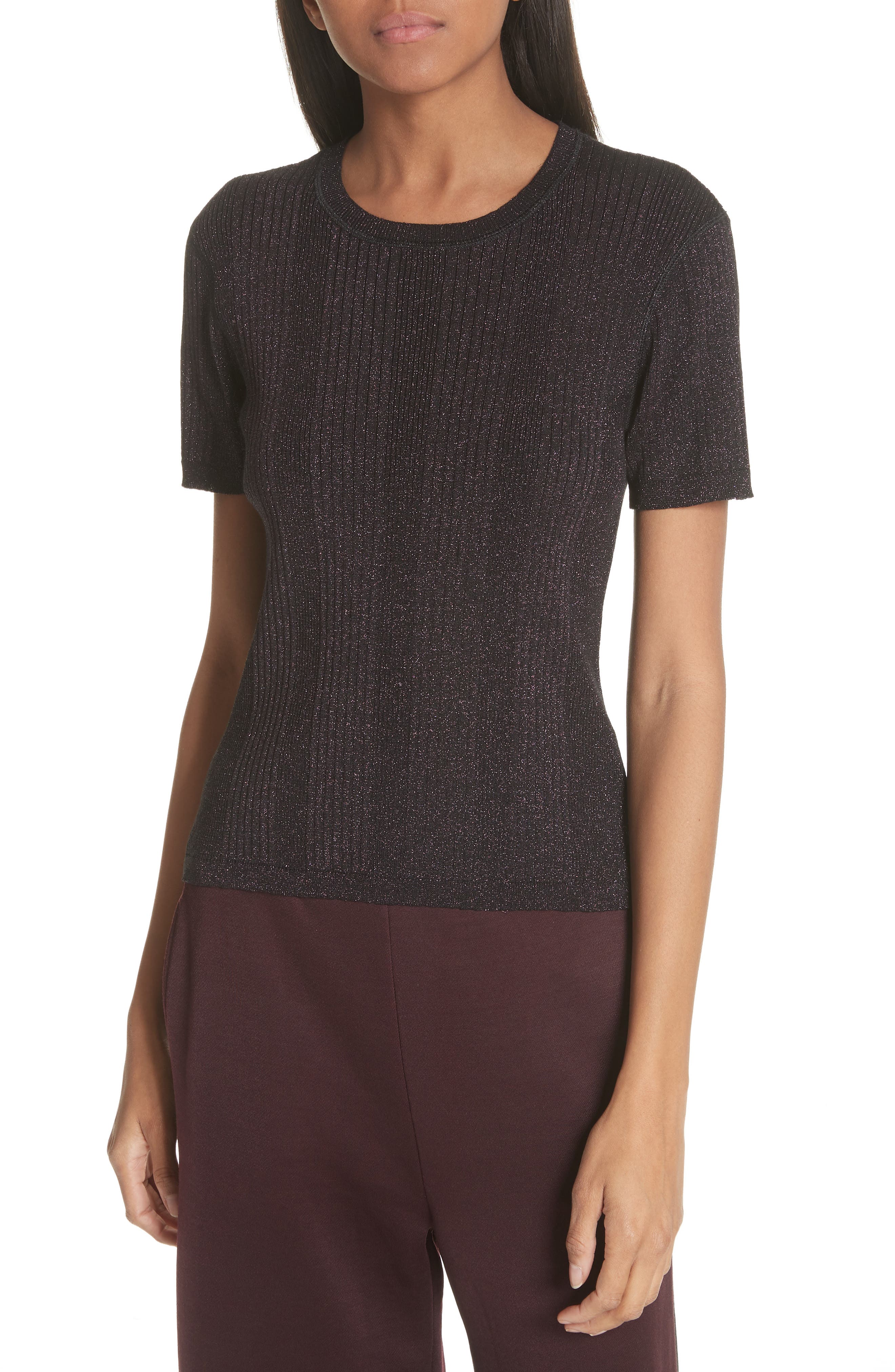 Alexanderwang.t Metallic Rib Knit Top, Black