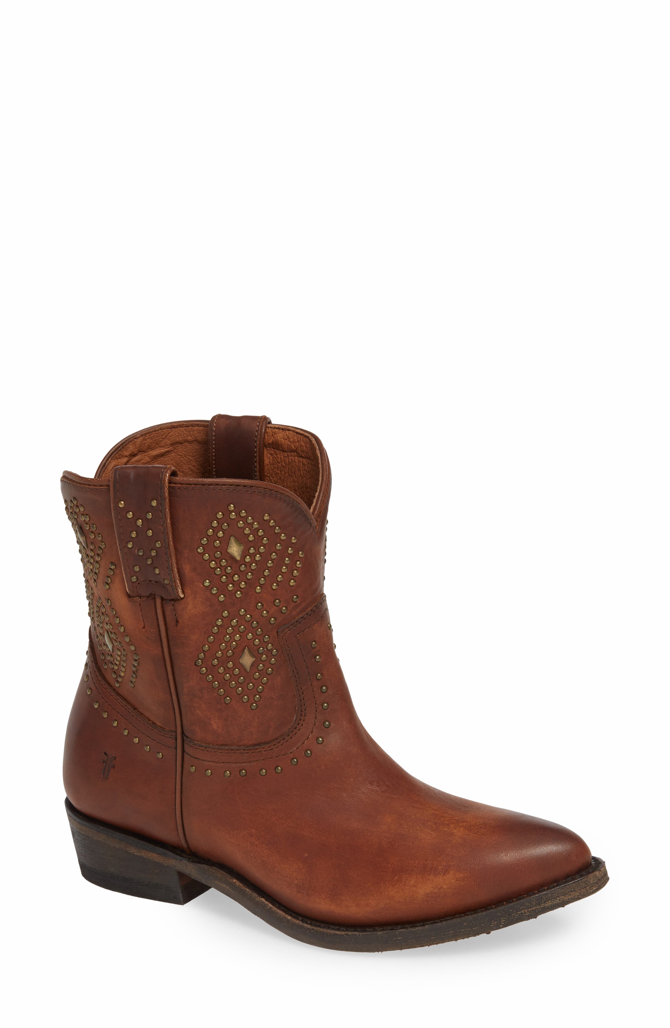 Frye Billy Stud Short Western Boot, Brown
