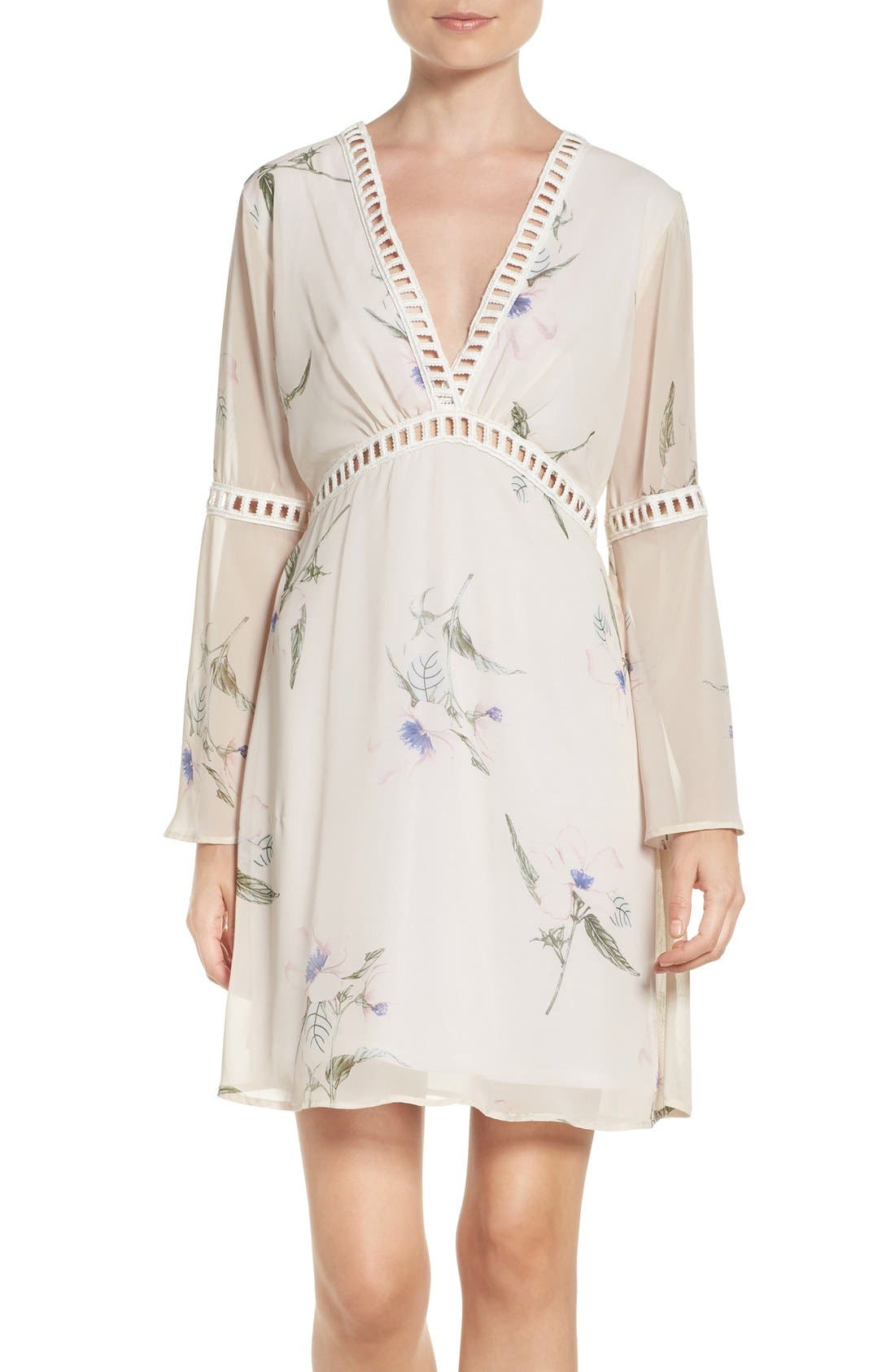 Fraiche By J Floral Print Chiffon Blouson Dress