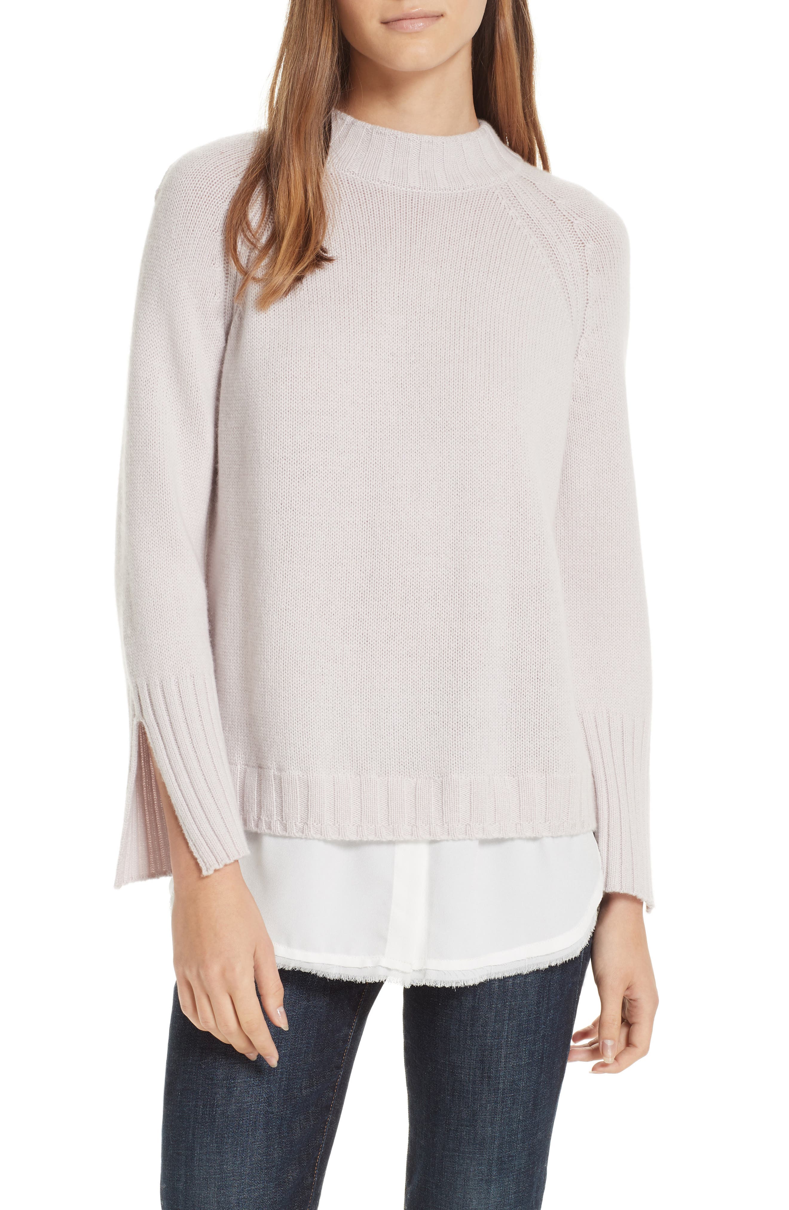 Brochu Walker Strand Layered Wool Cashmere Sweater, Pink