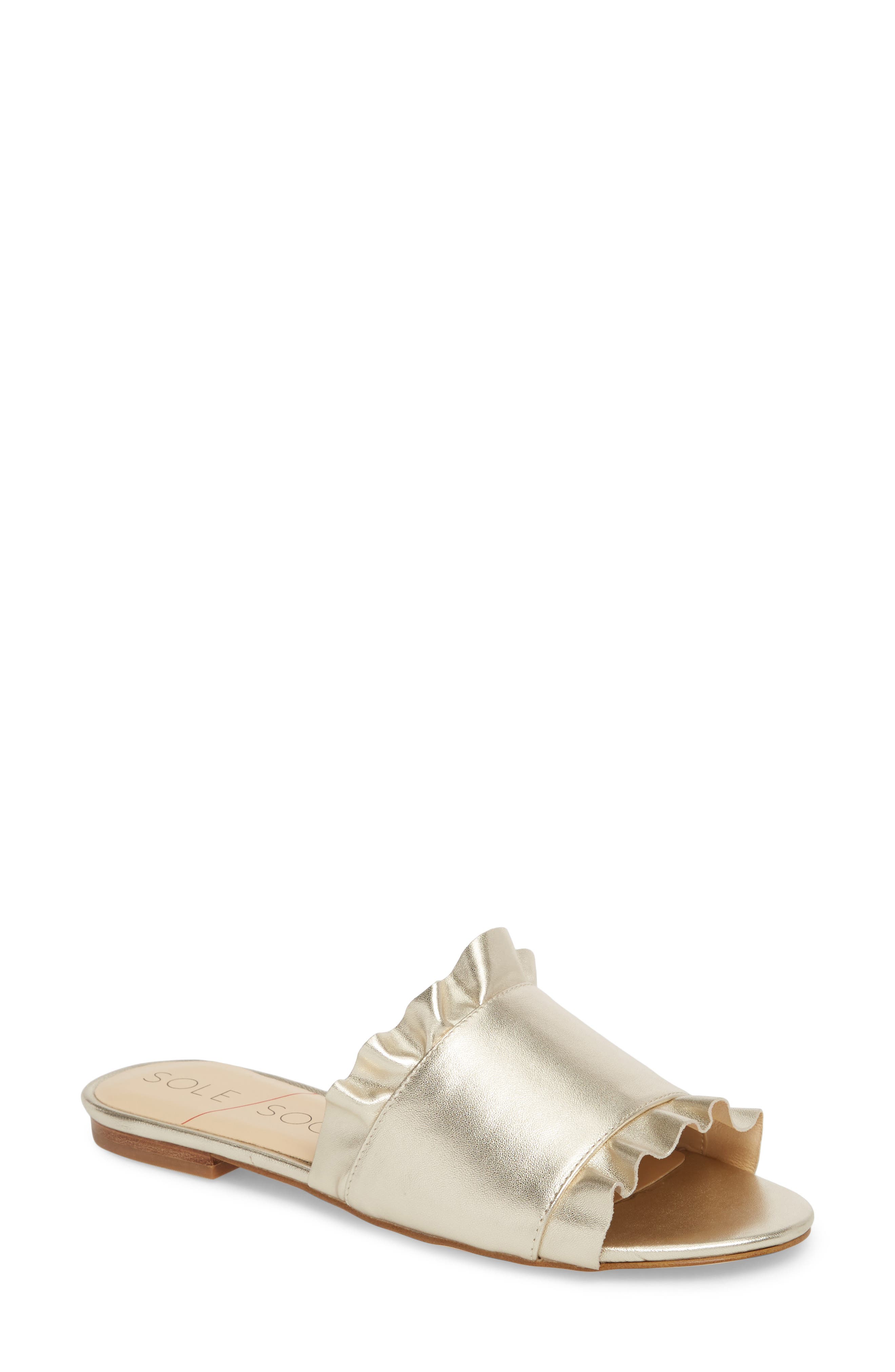 Sole Society So-Madalayne Flat Sandal- Metallic