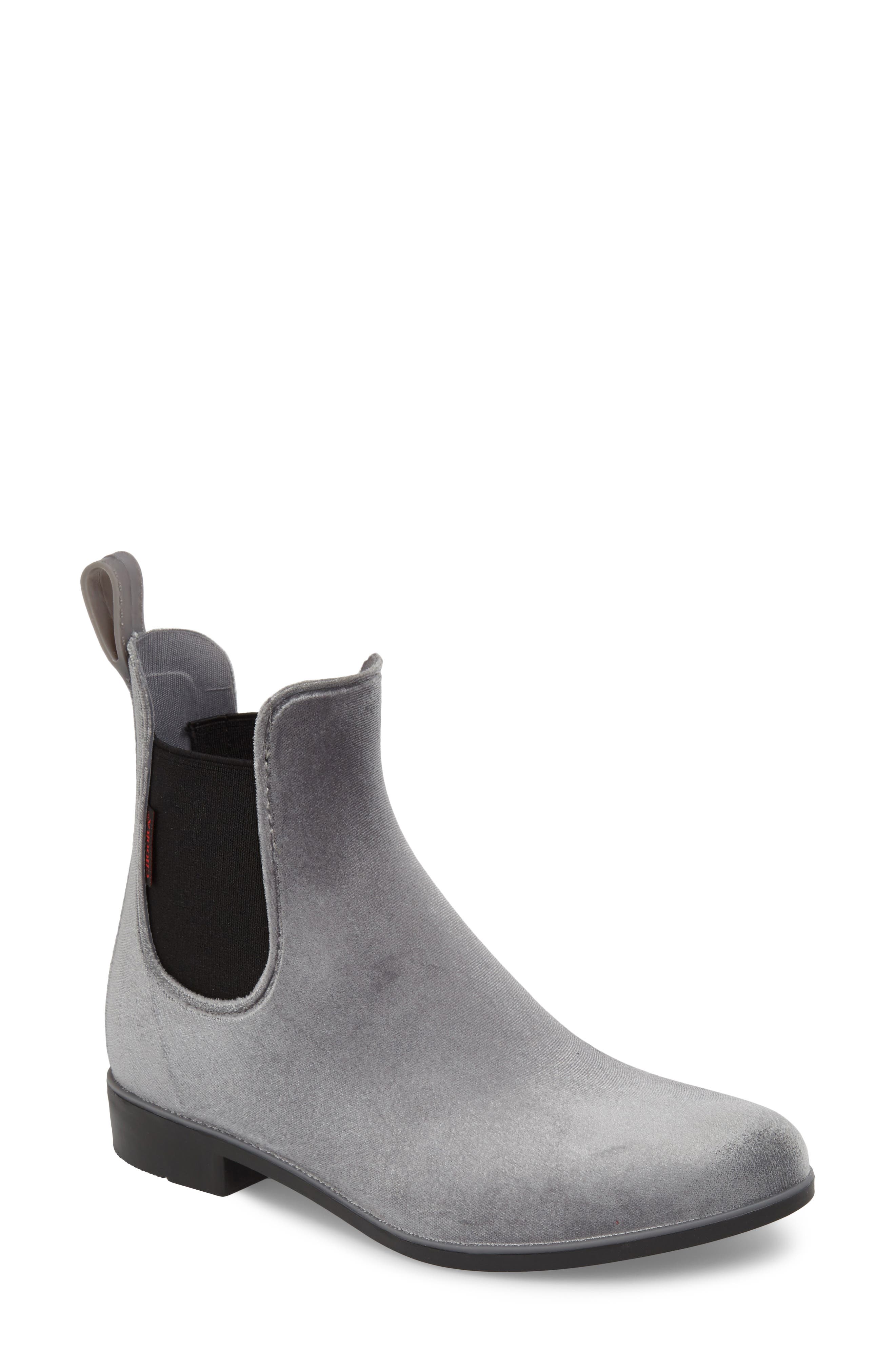 Chooka Waterproof Velvet Chelsea Waterproof Rain Boot, Grey