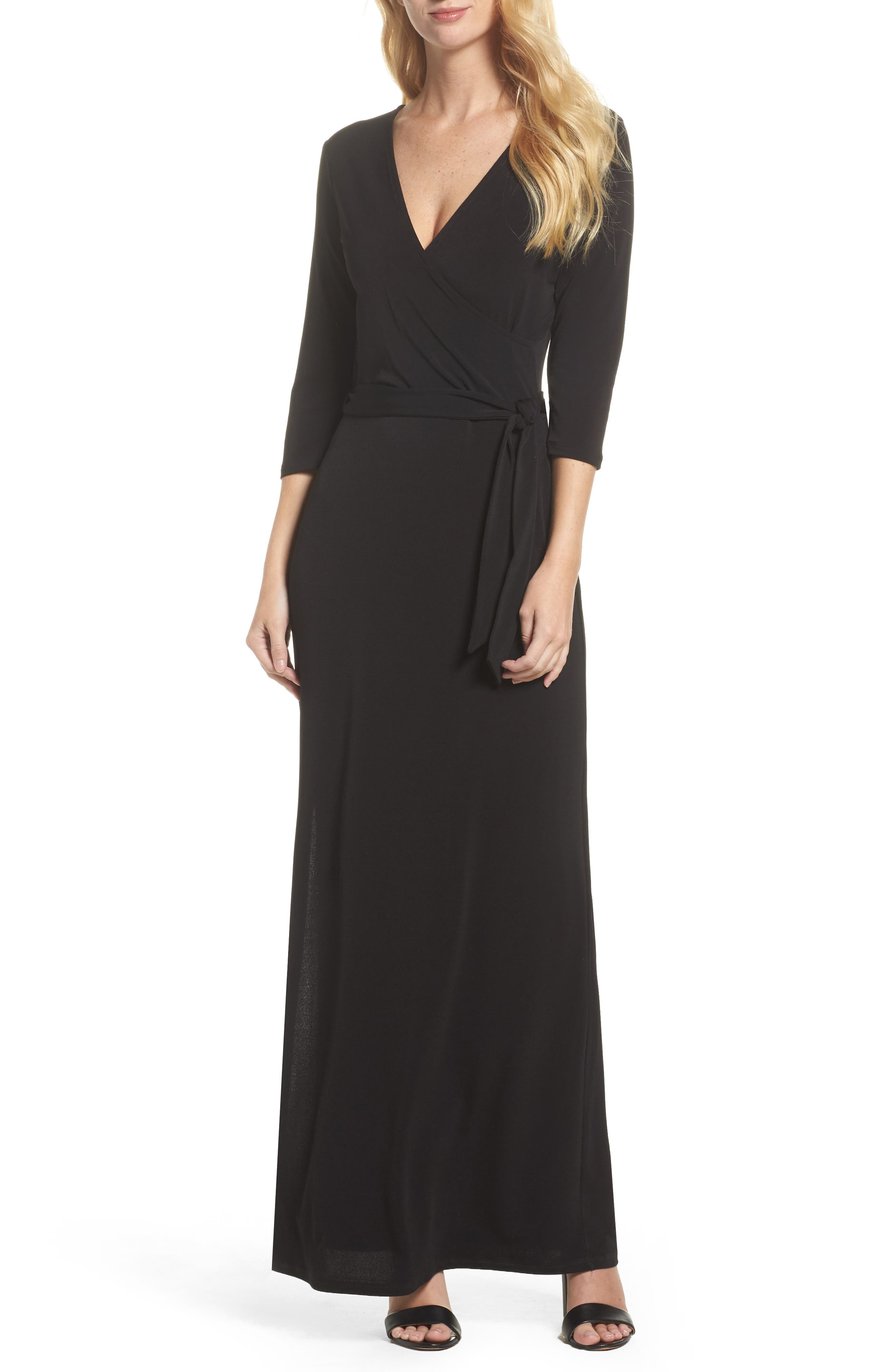 Leota Perfect Wrap Maxi Dress, Black