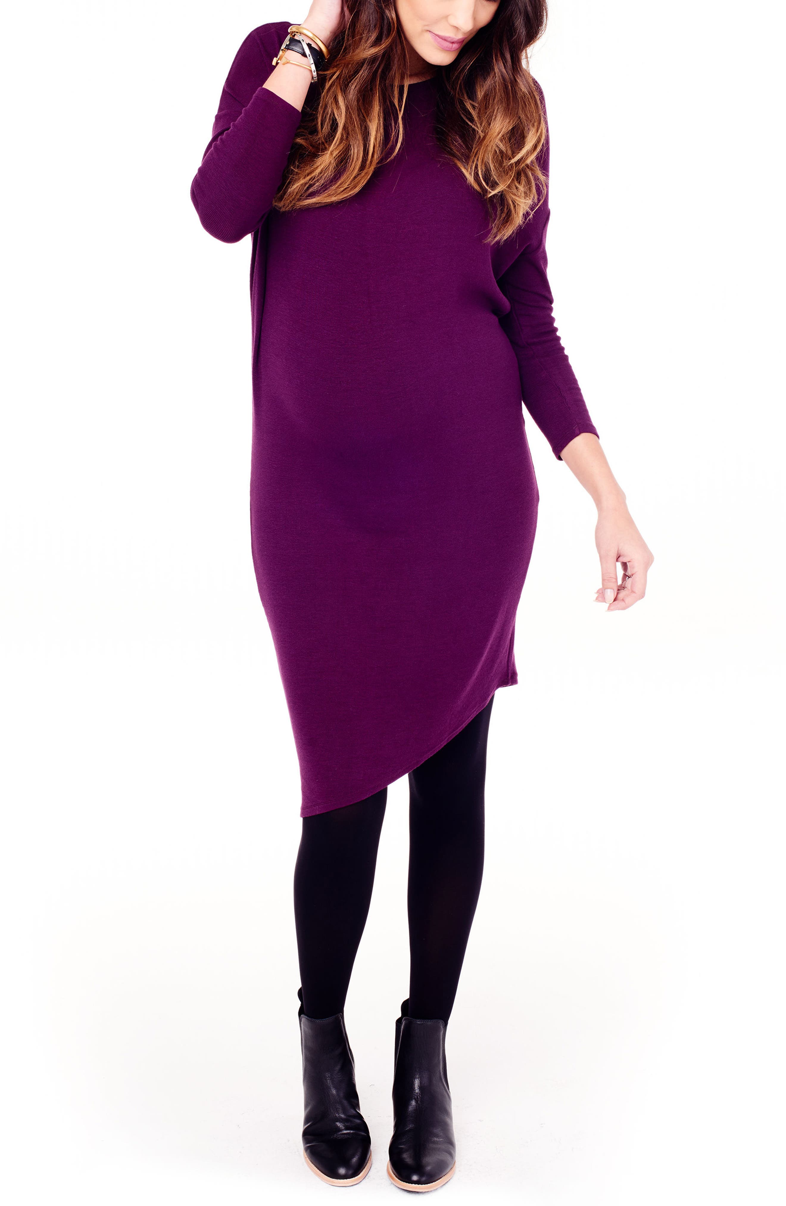 Ingrid & Isabel Asymmetrical Maternity Dress, Purple