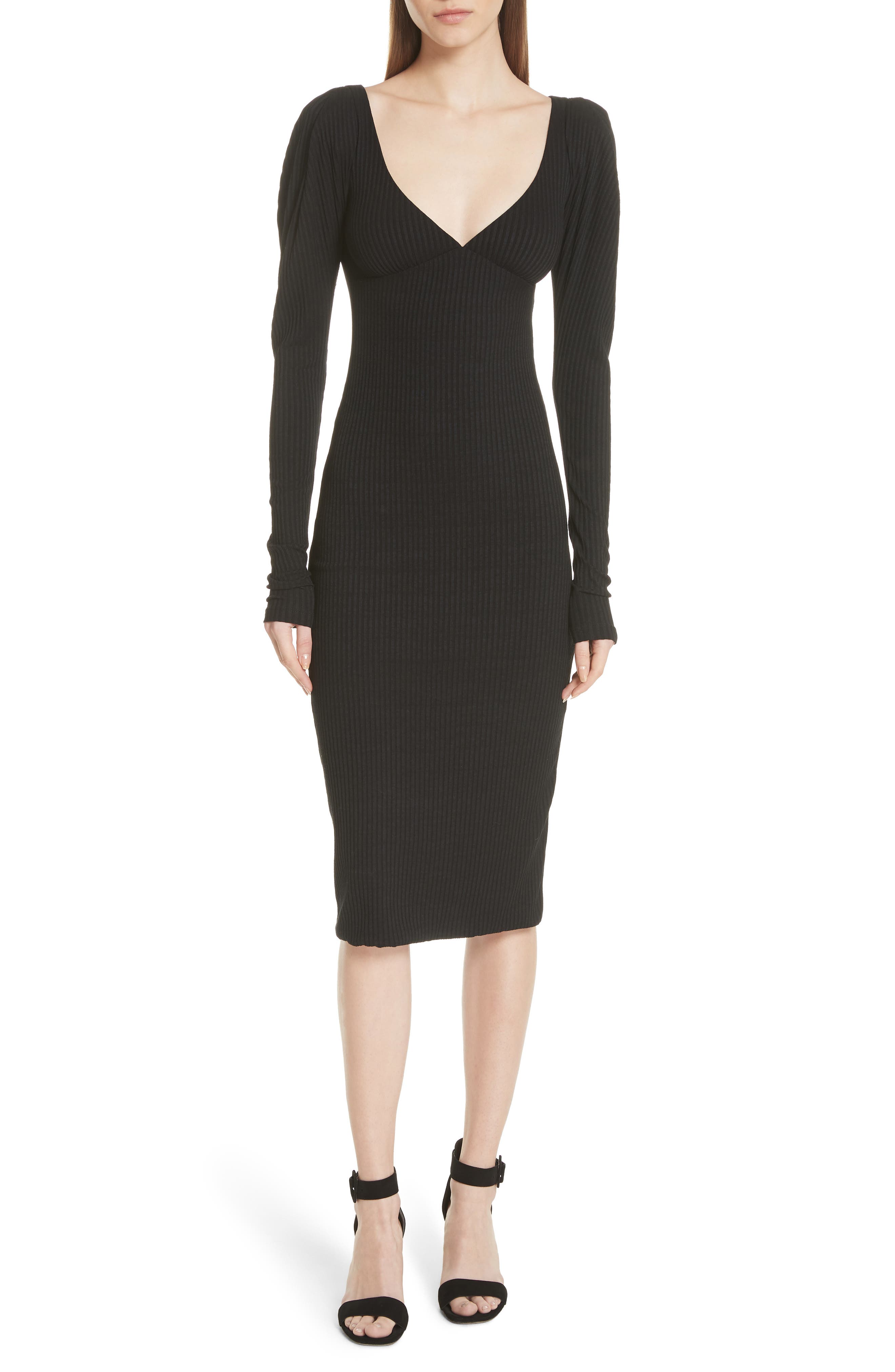 A.l.c. Dafne Puff Shoulder Body-Con Dress, Black