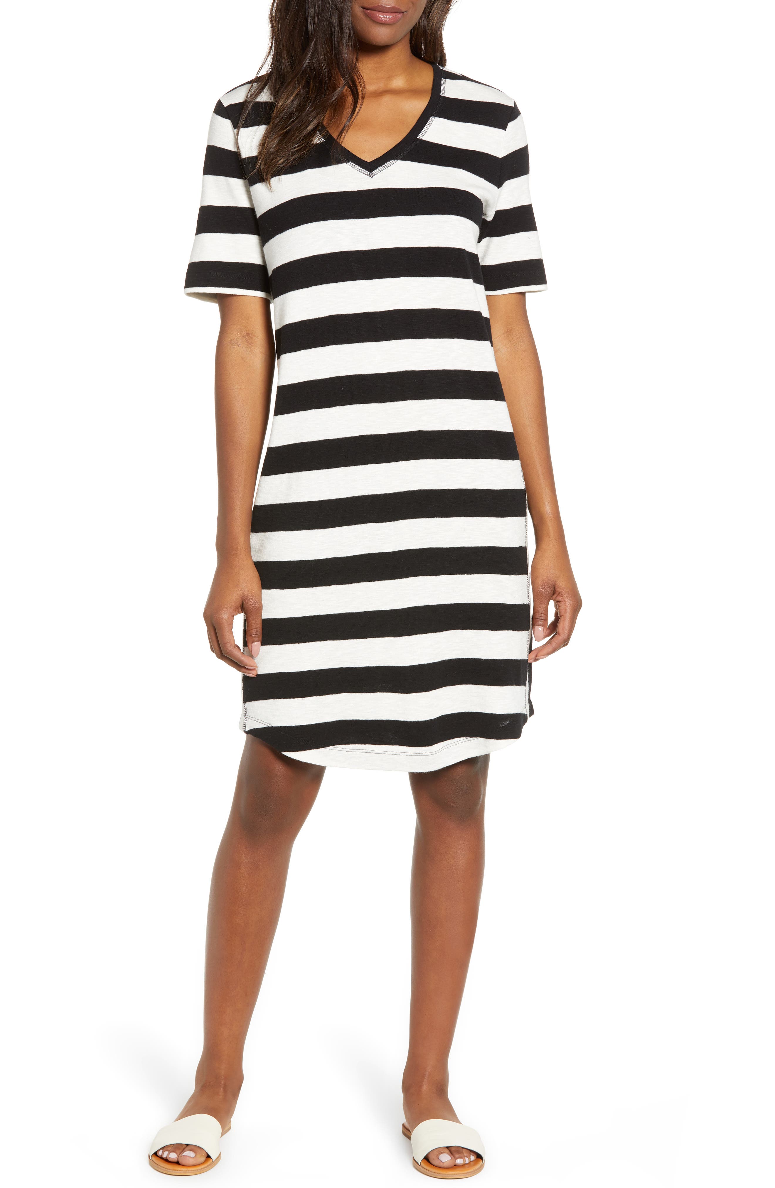 Petite Caslon Slub Knit Dress, Black