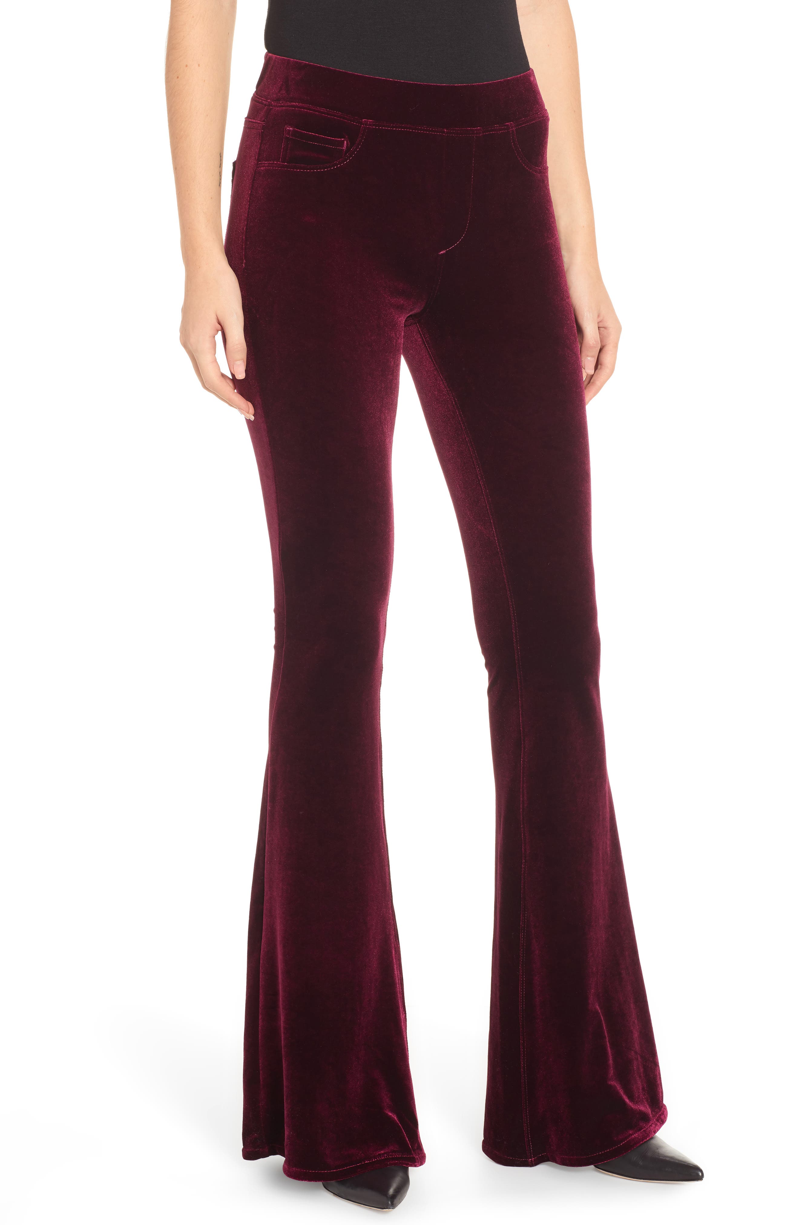 Blanknyc Velvet Flare Pants, Burgundy