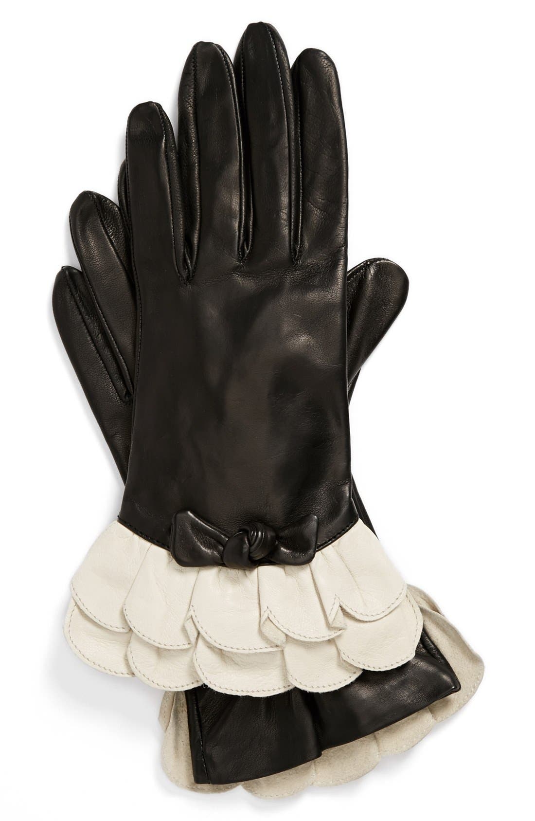 Portolano Ruffled Leather Gloves Nordstrom