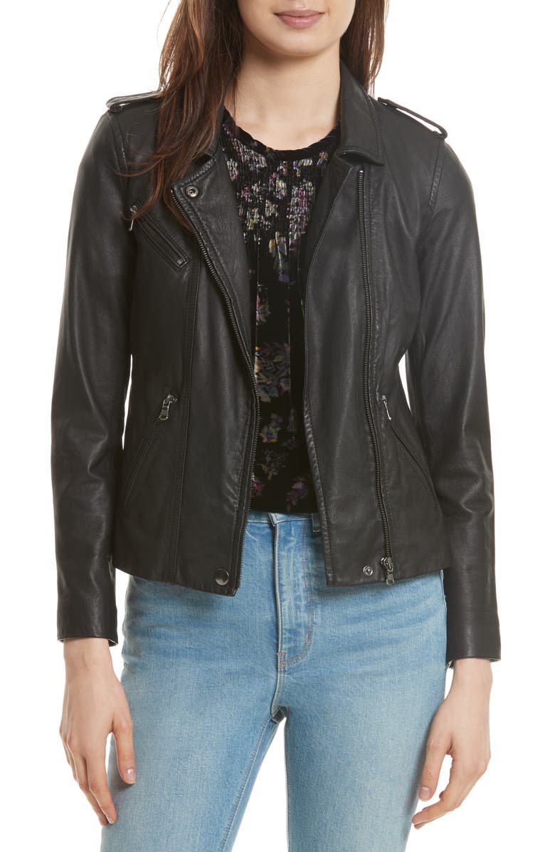 Rebecca Taylor Washed Leather Moto Jacket Nordstrom
