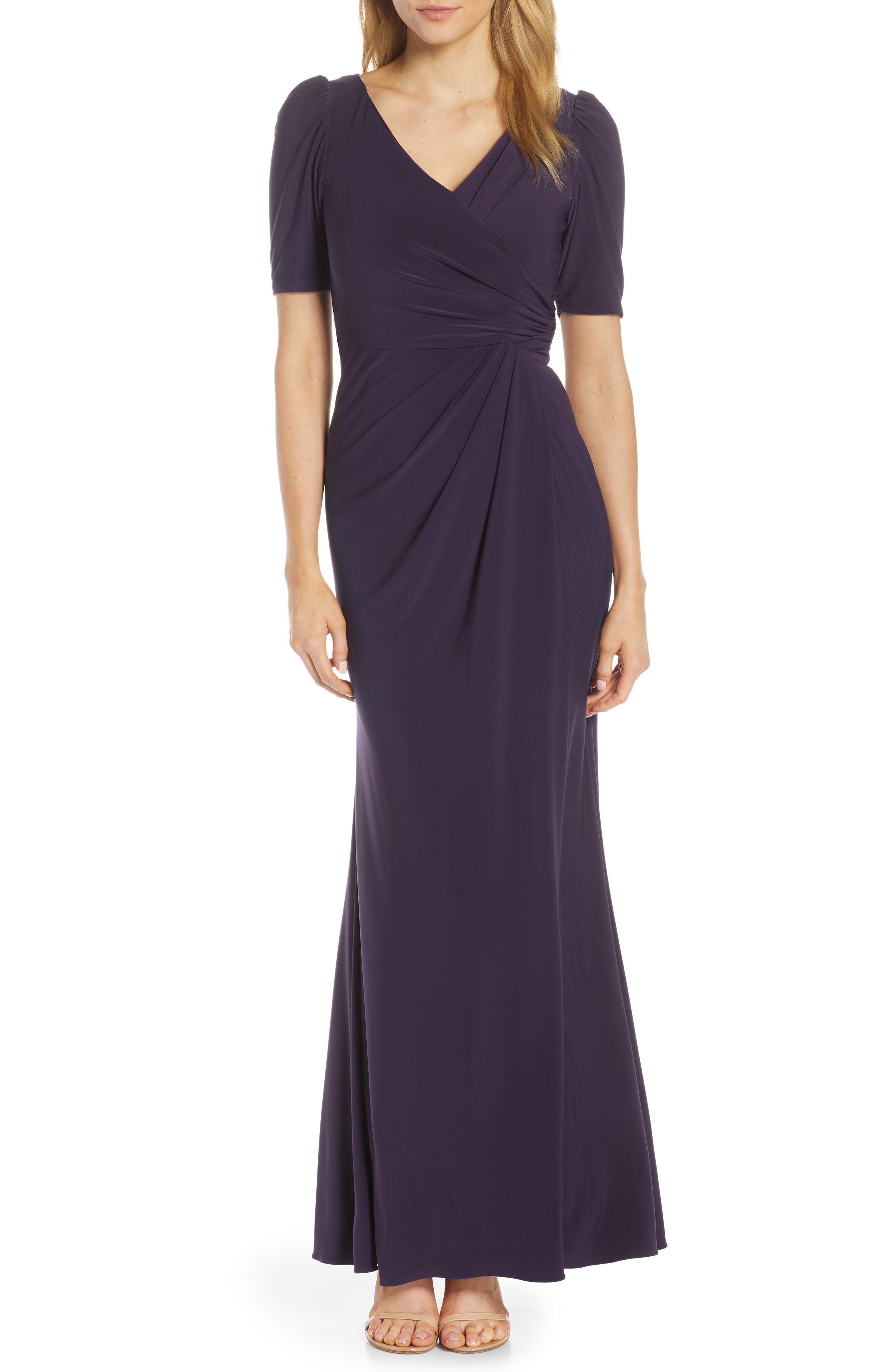 Petite Adrianna Papell Matte Jersey Gown, Purple