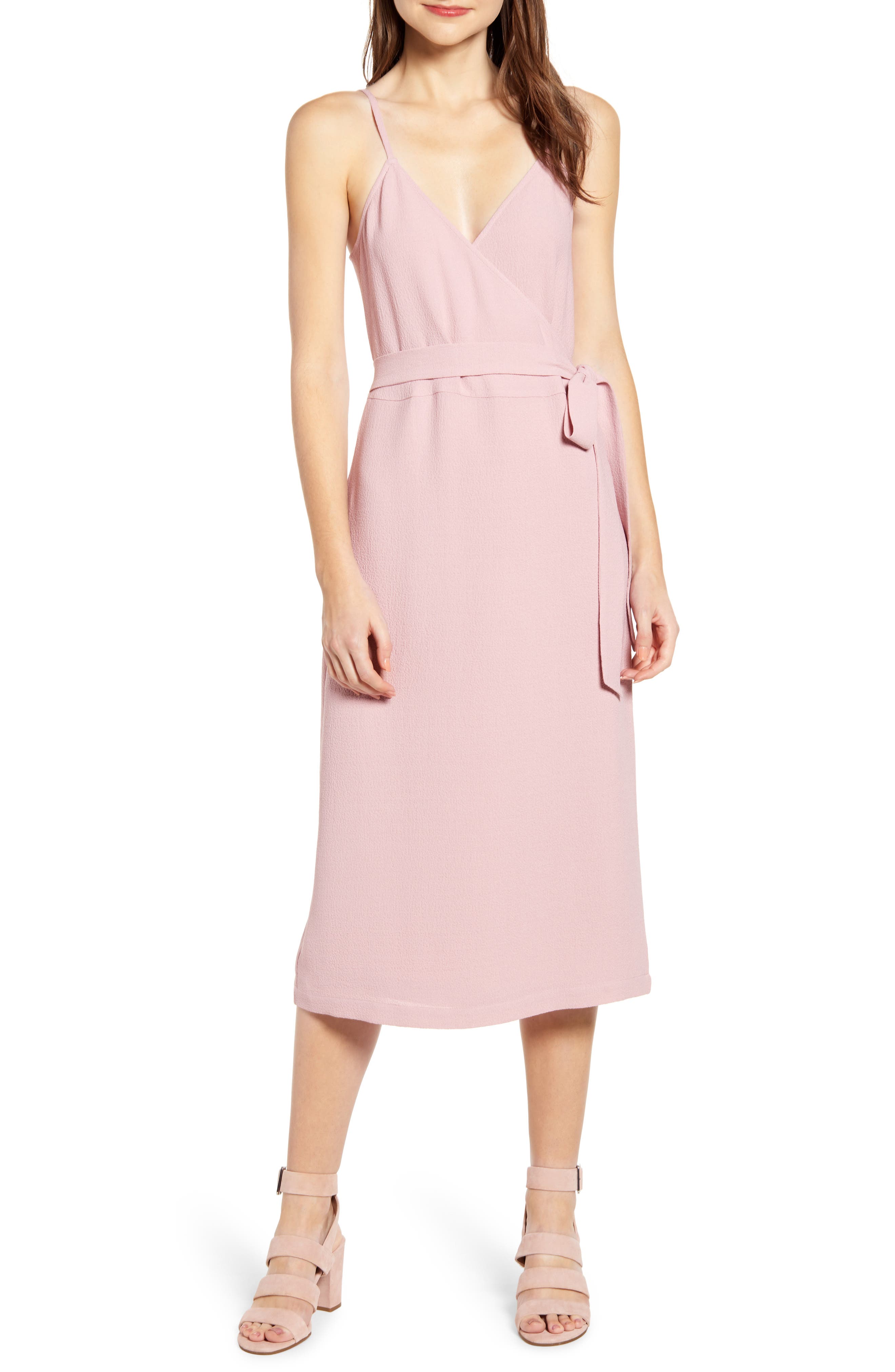 Chelsea28 Crepe Wrap Midi Dress, Pink