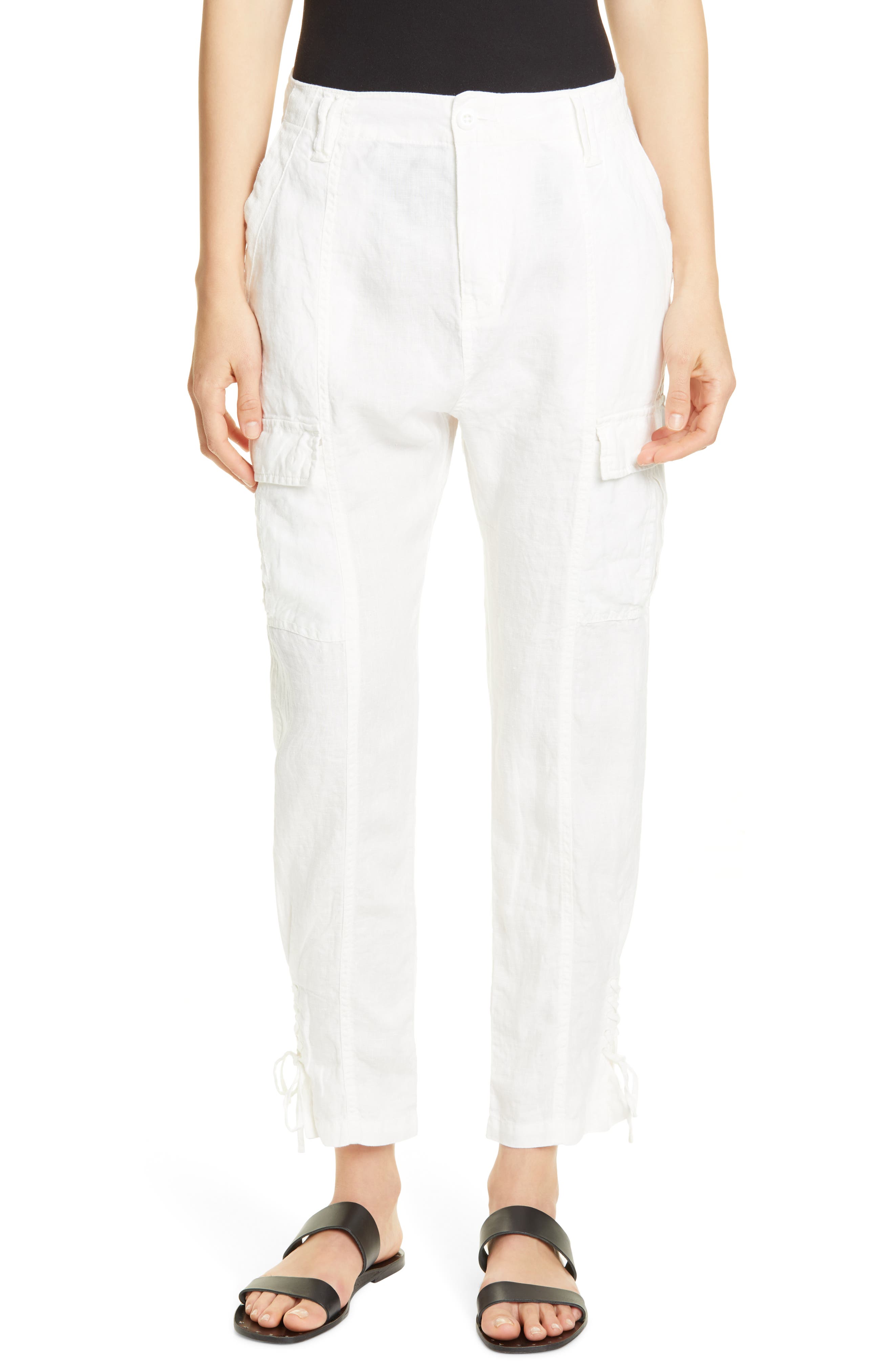 Joie Telutci Tie Cuff Linen Cargo Pants, Ivory