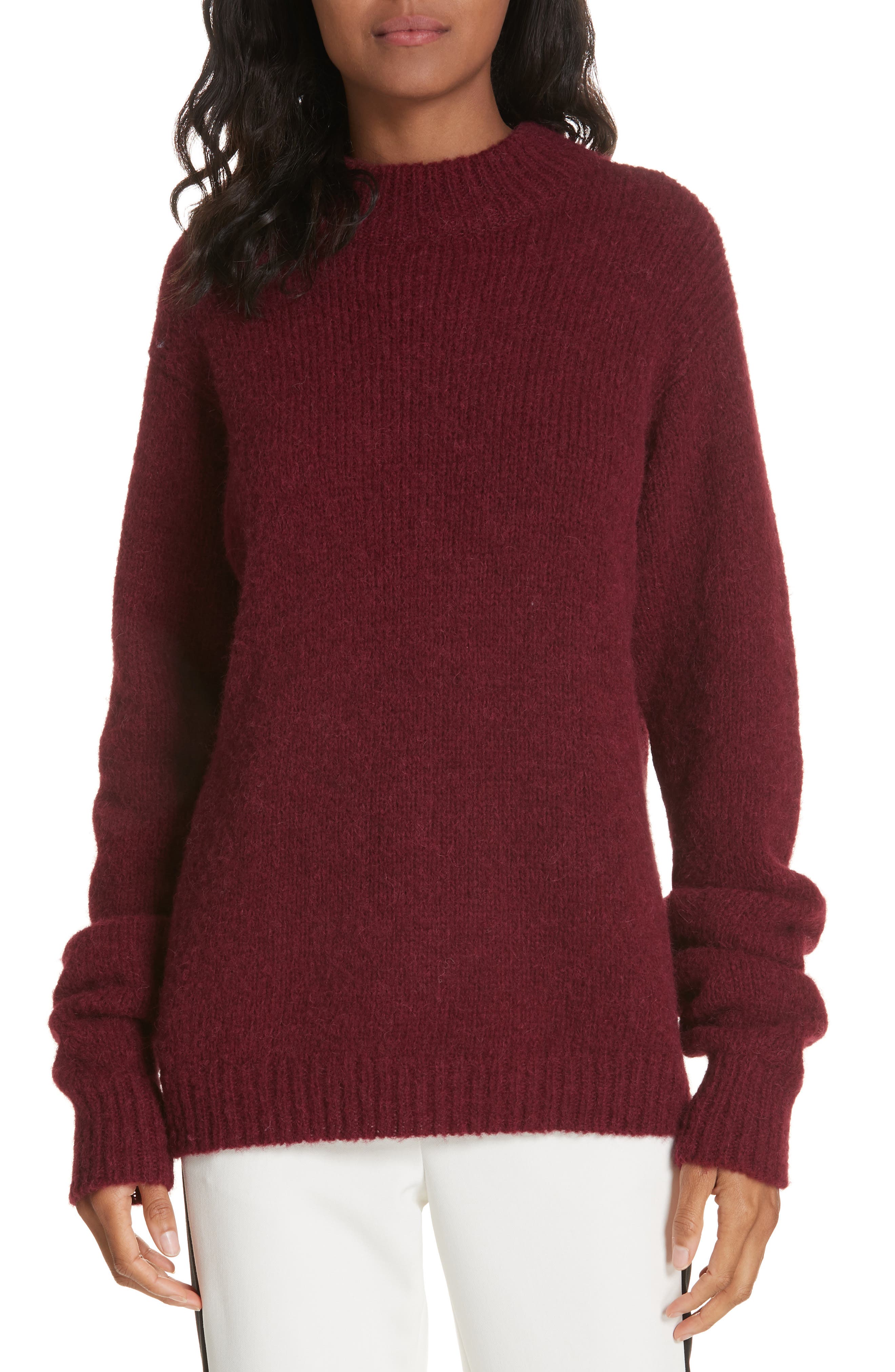Tibi Cozette Alpaca & Wool Blend Sweater, Burgundy