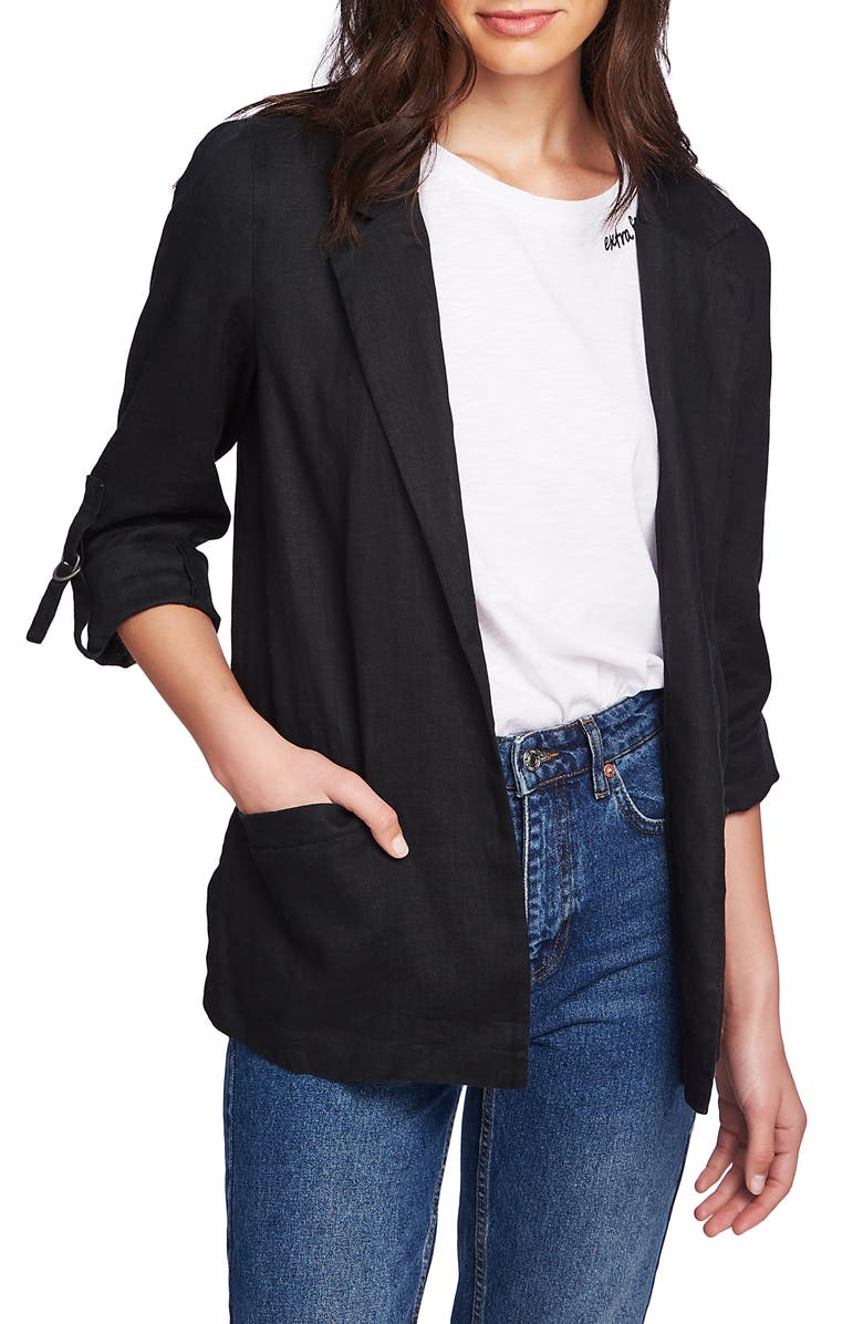 1.state Blazers ROLL SLEEVE LINEN BLAZER