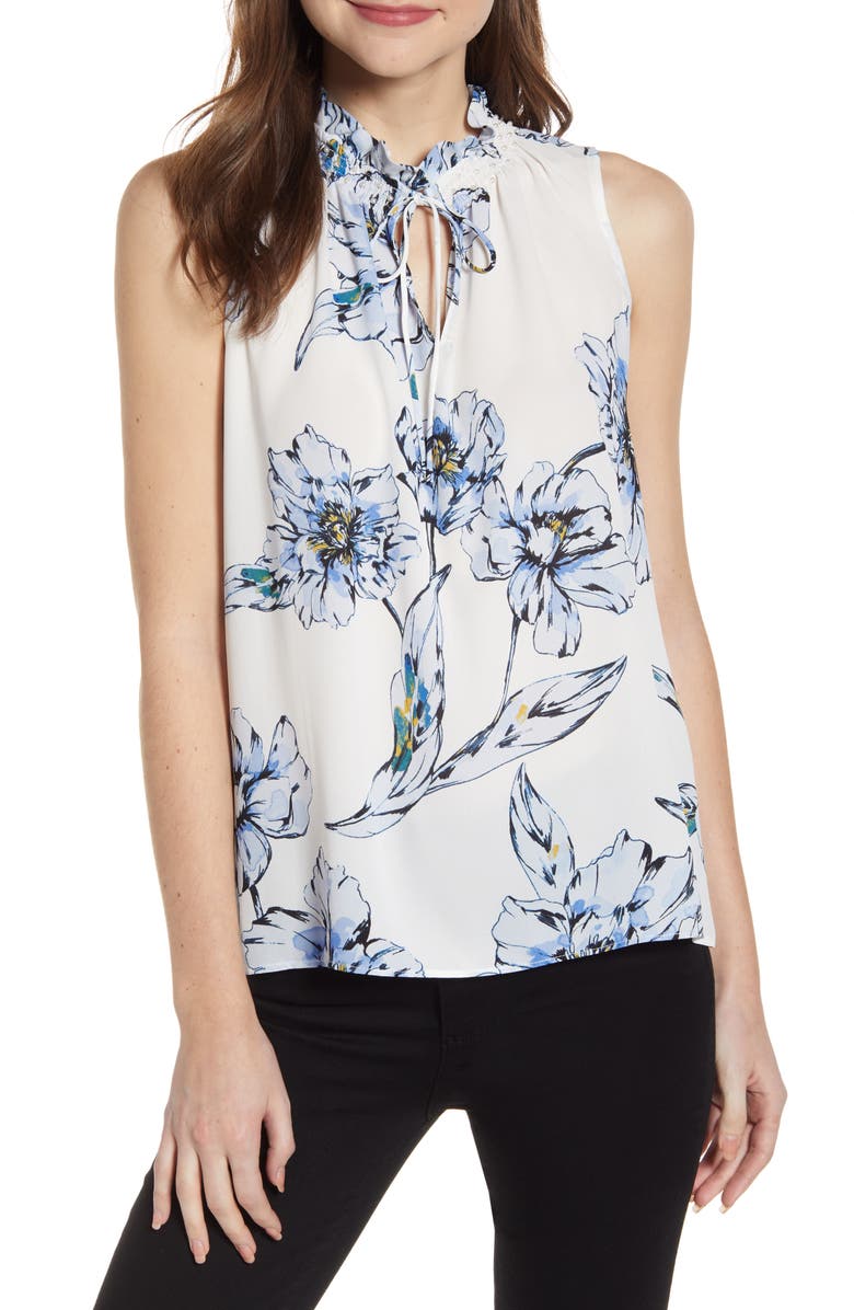 Karl Lagerfeld Tops FLORAL PRINT SLEEVELESS BLOUSE