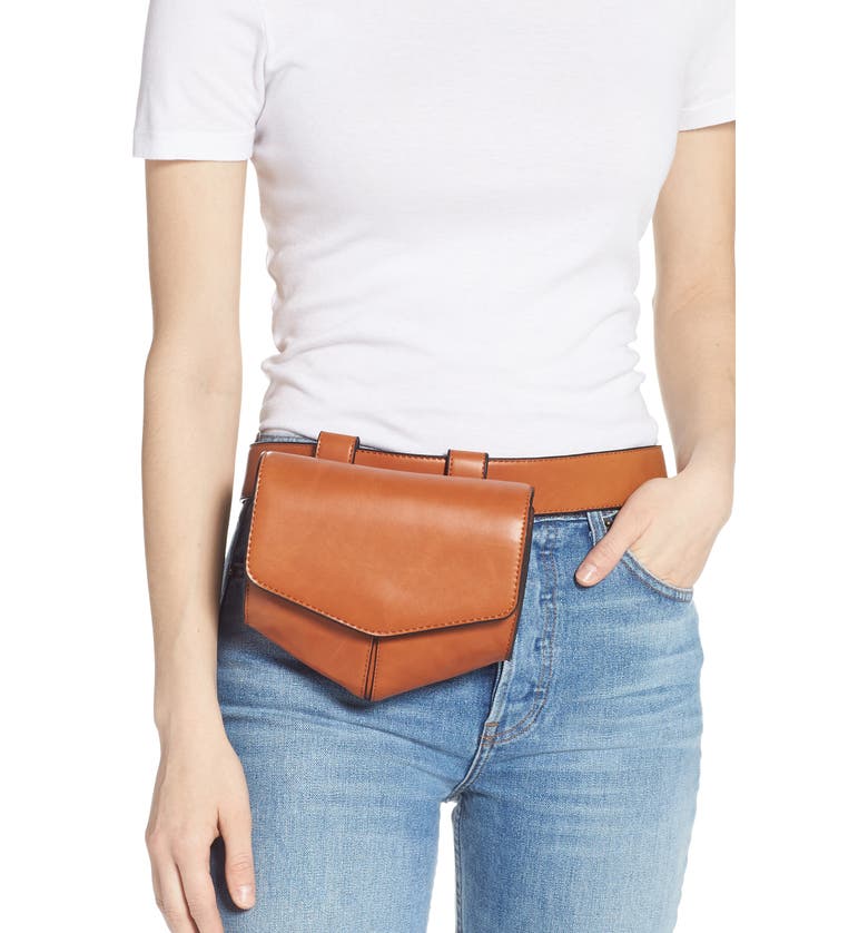 LEITH Faux Leather Utility Belt Bag, Alternate, color, COGNAC