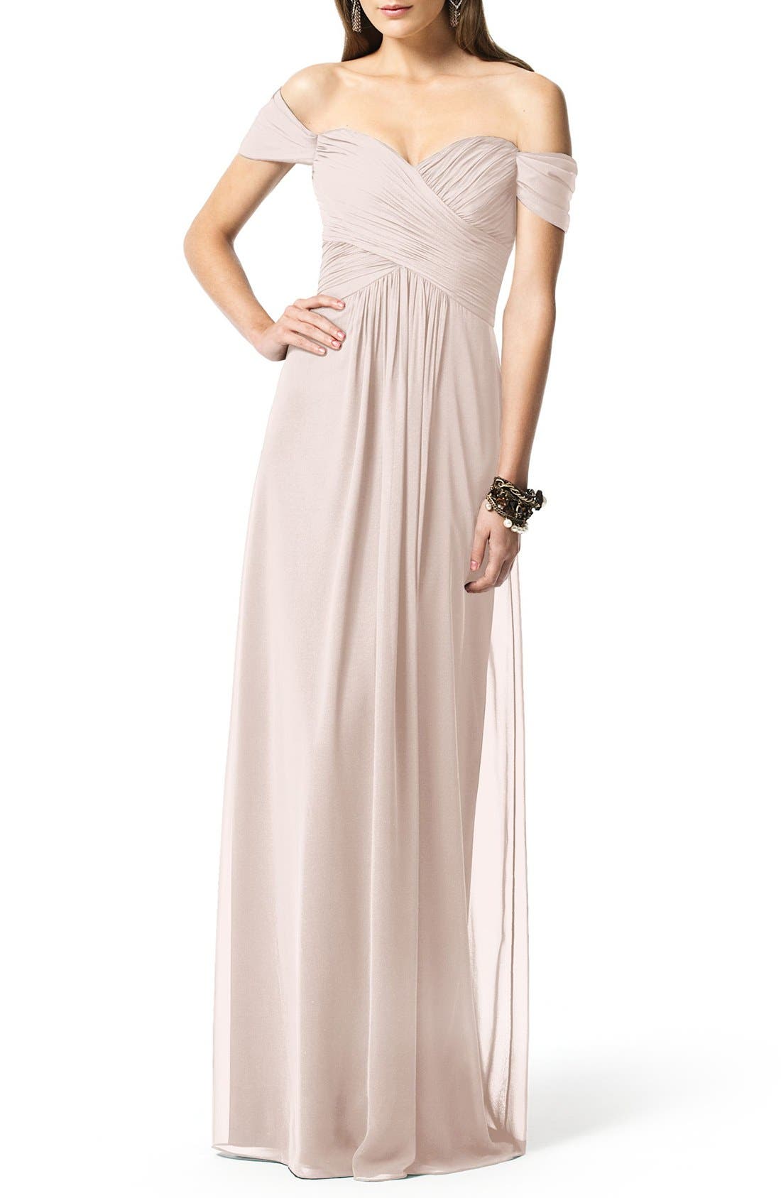 Dessy Collection Ruched Chiffon Gown, Pink