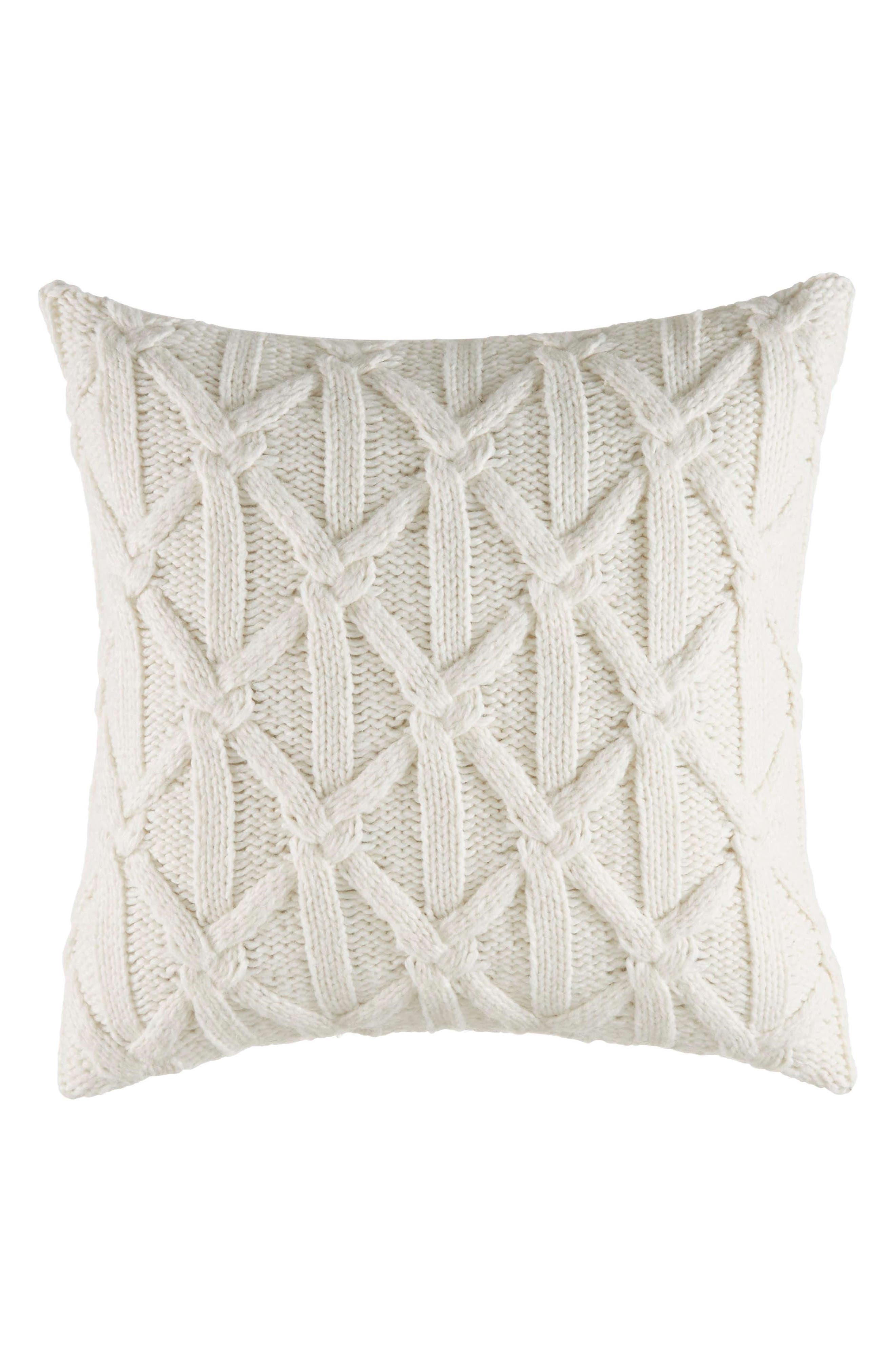 NAUTICA Clearview Lattice Knit Accent Pillow, Main, color, IVORY