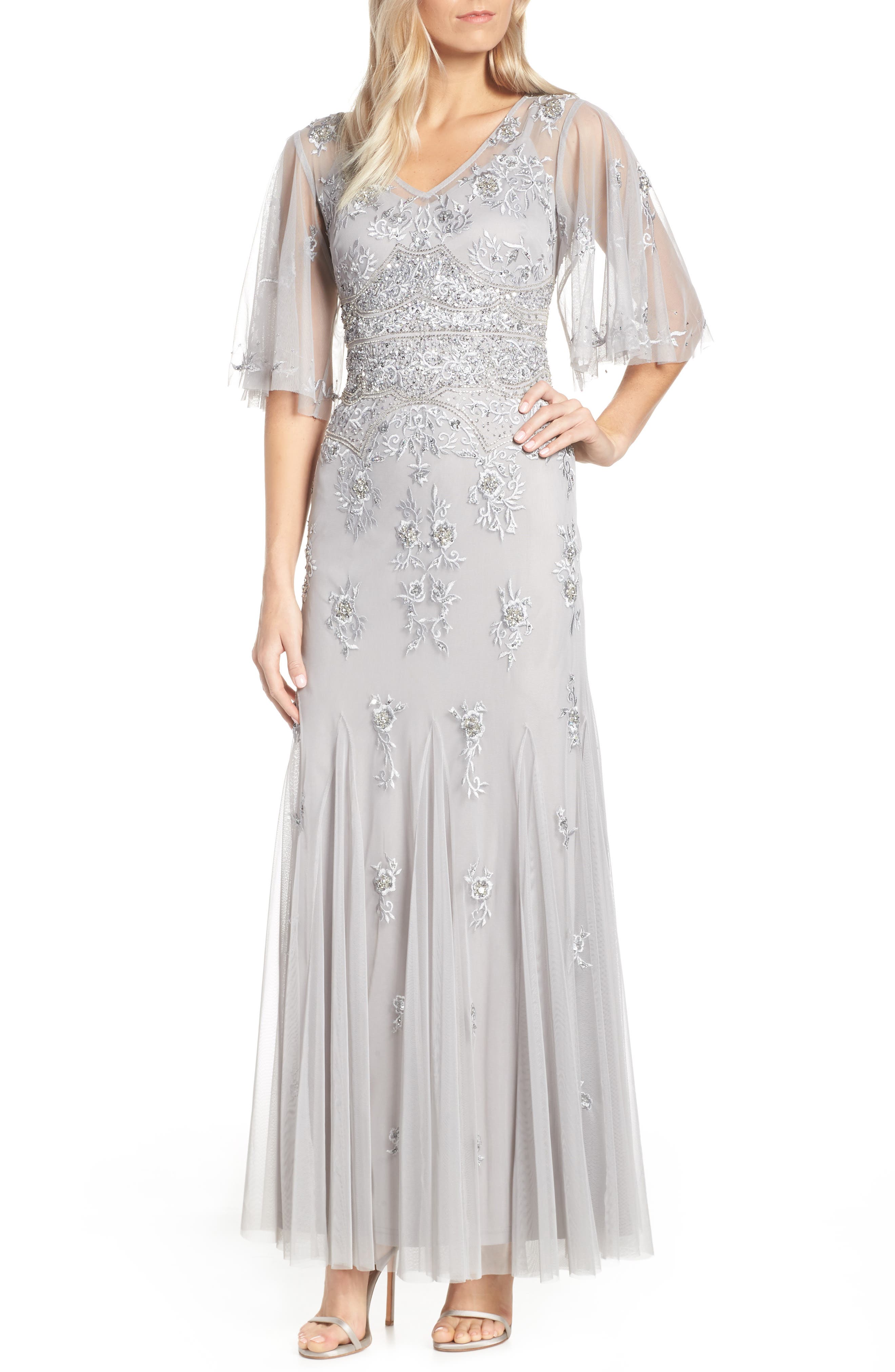 Adrianna Papell Beaded & Embroidered Chiffon Evening Dress Nordstrom