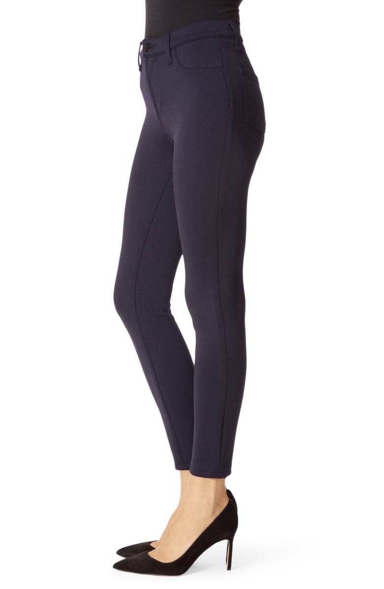 J Brand Alana High Waist Crop Scuba Knit Skinny Jeans In Navy