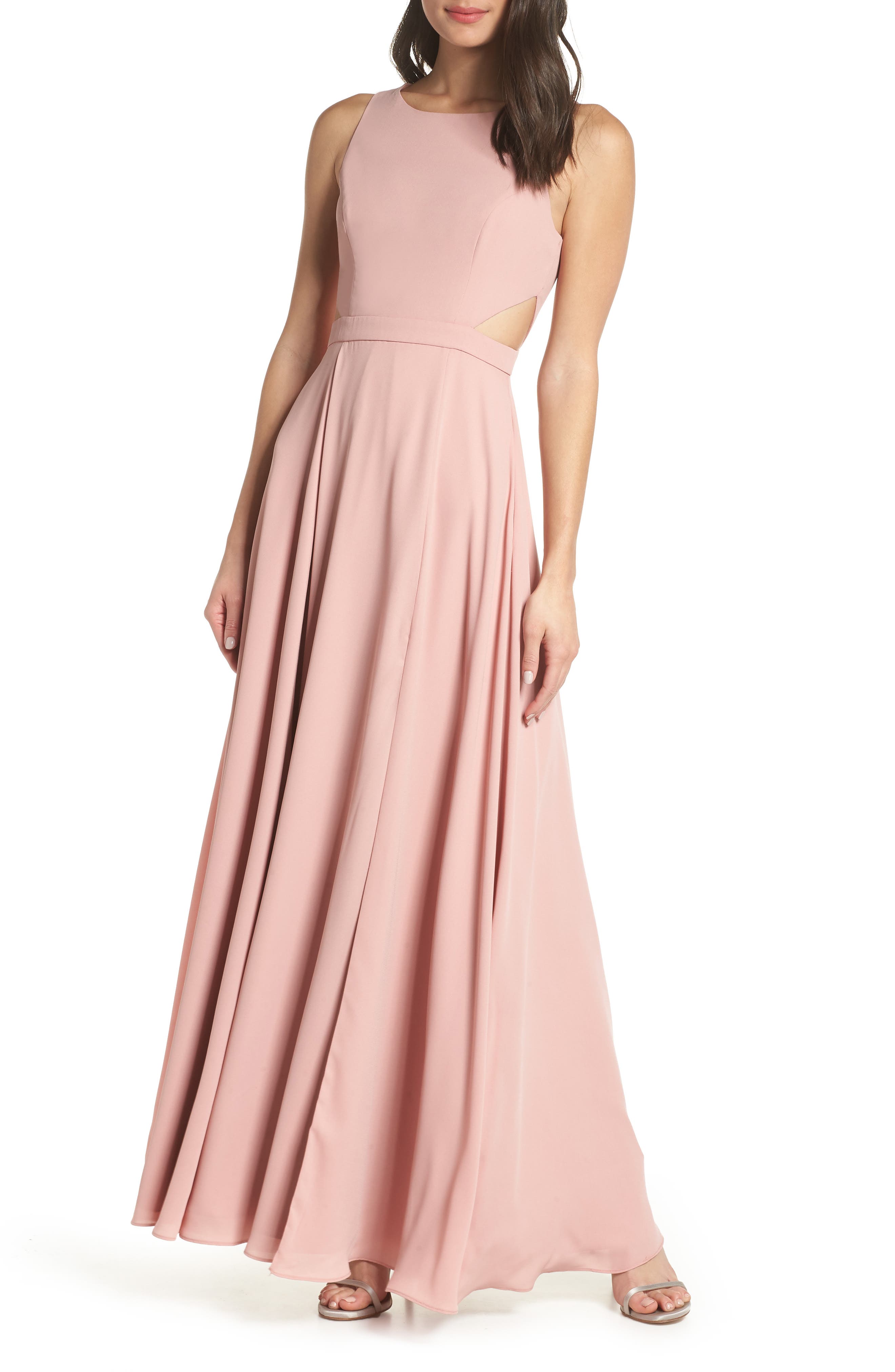 Fame And Partners Side Cutout Evening Dress, Pink